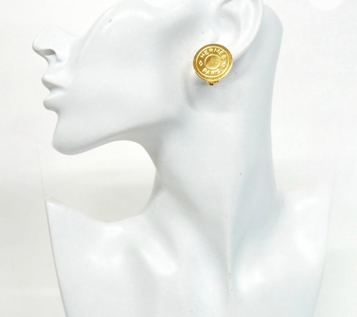 Vintage Hermès Paris Medallion Clip-On Earrings |Late 1980s -Early 1990s
