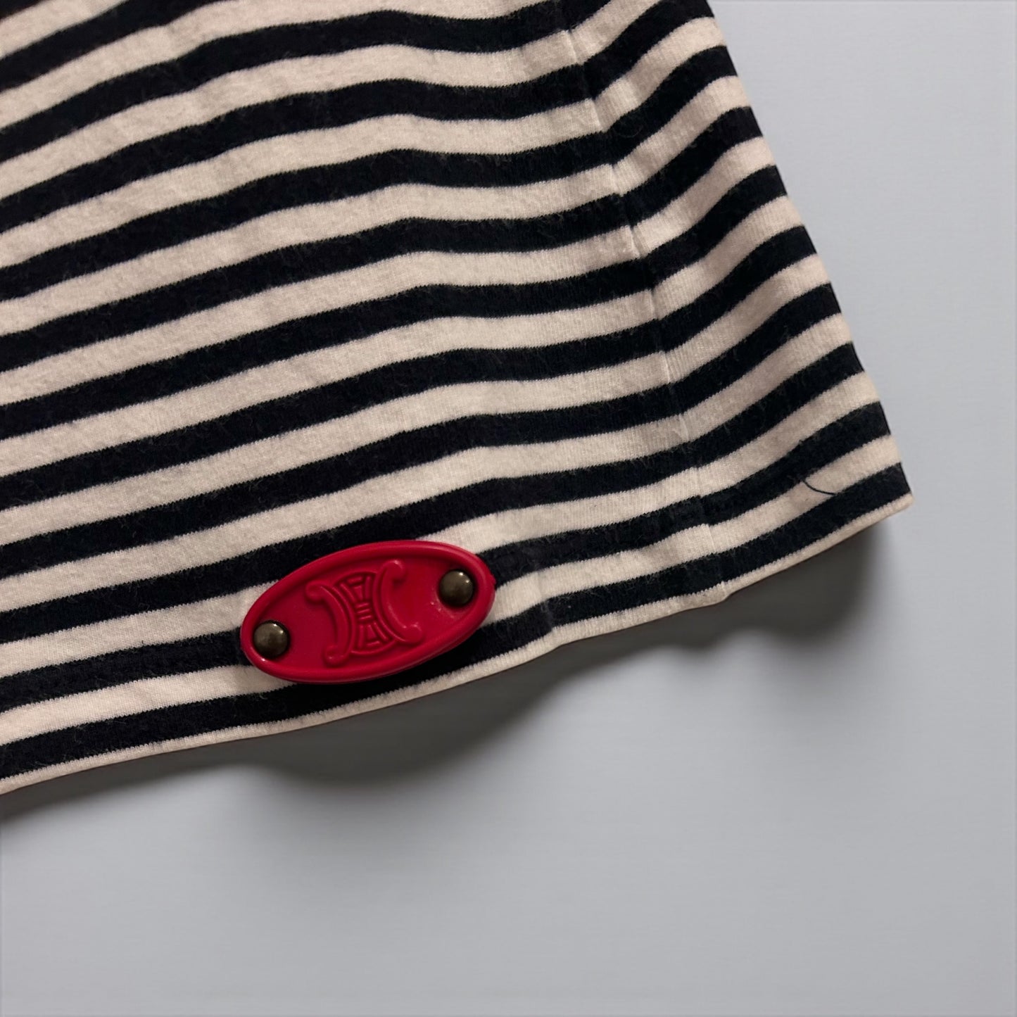 Vintage Céline Striped Top with Red Triomphe Logo Patch