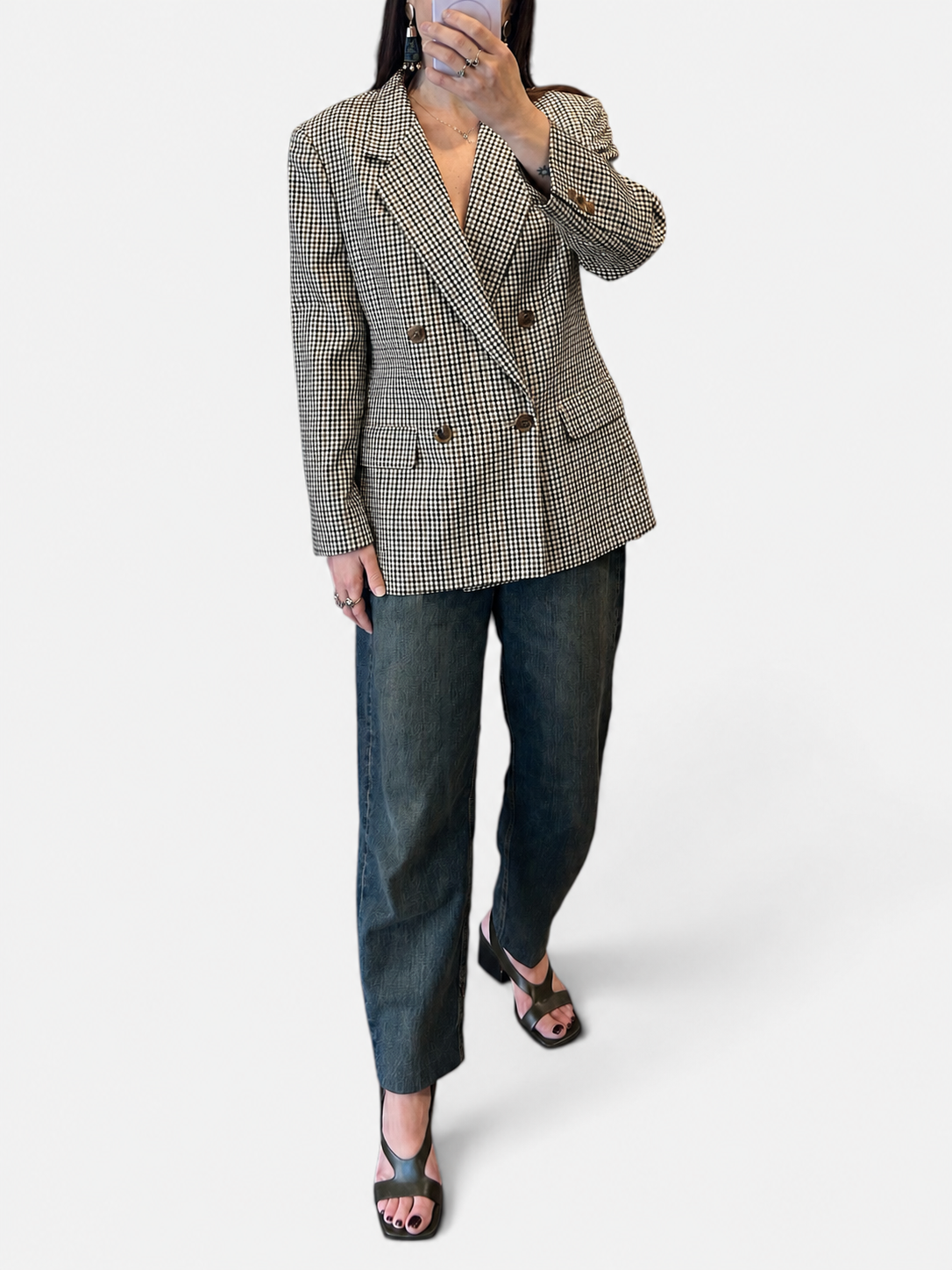 Vintage Burberrys Double-Breasted Check Blazer|1990s
