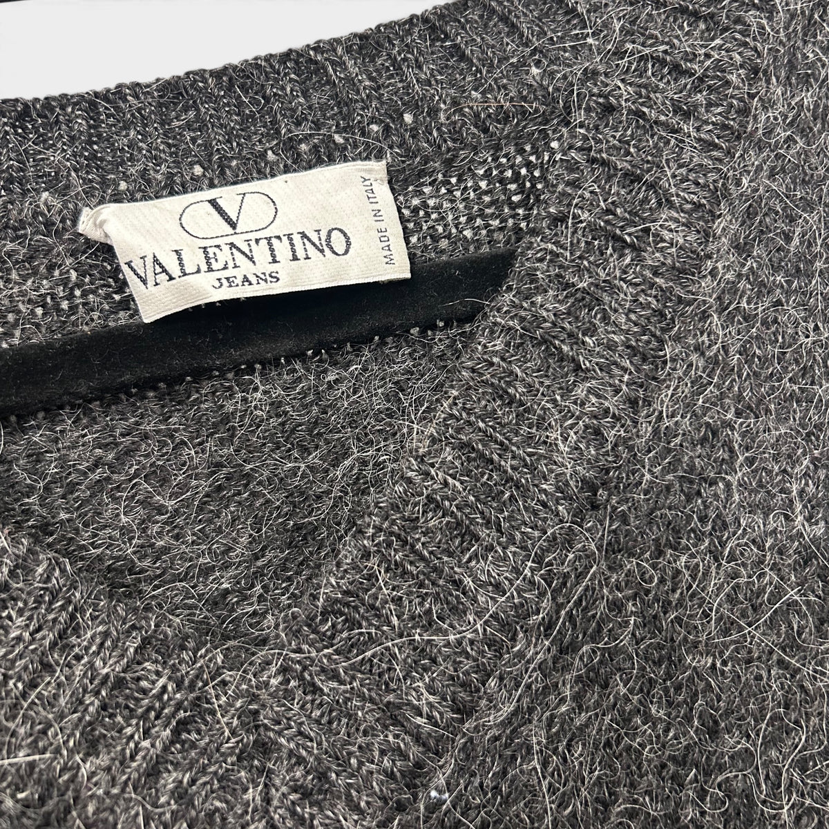 Vintage Valentino Jeans Grey Wool & Alpaca Knit Sweater | 1990s