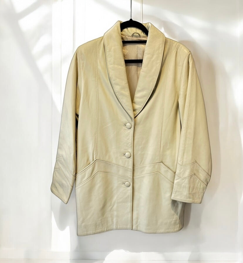 Vintage crème leather jacket