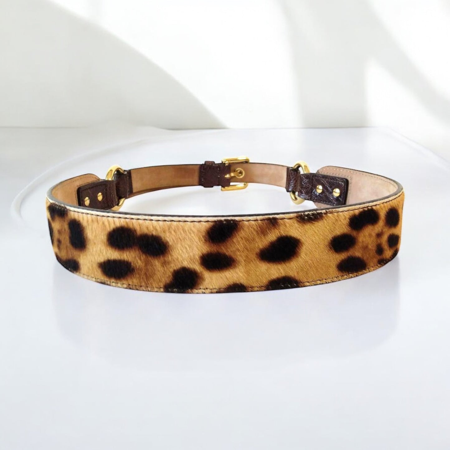 Y2K Dolce & Gabbana Leopard Harako Leather Belt