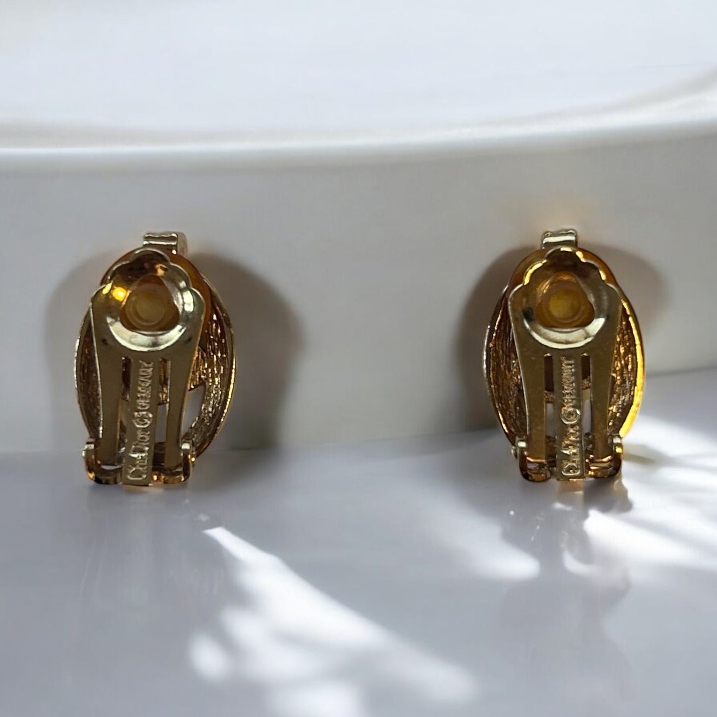 Vintage Christian Dior Gold-Plated Clip-On Earrings