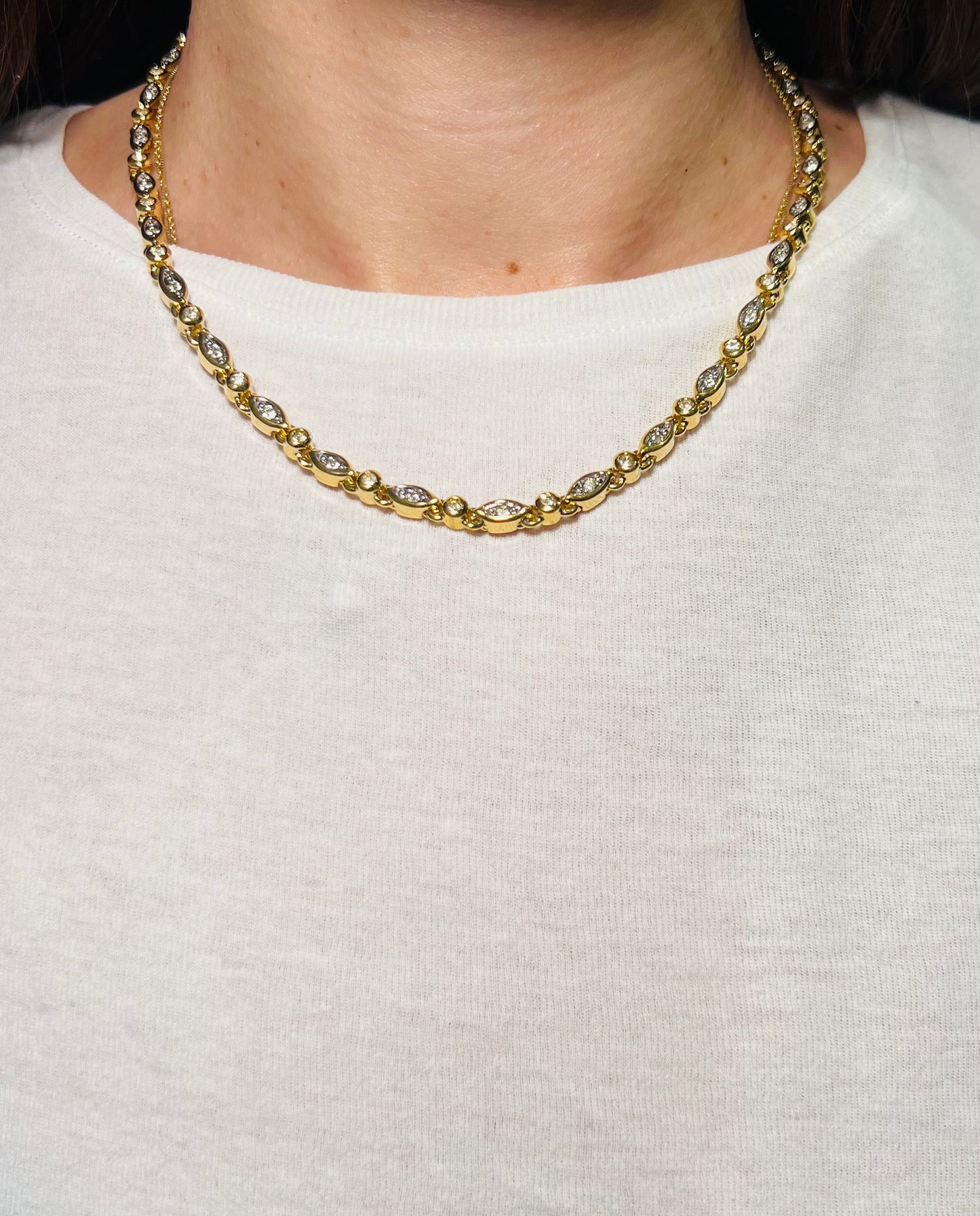 Vintage Nina Ricci Gold-Plated Crystal Necklace