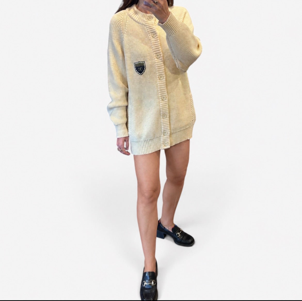 Vintage Valentino Cream Patch Knit Cardigan | 1990s
