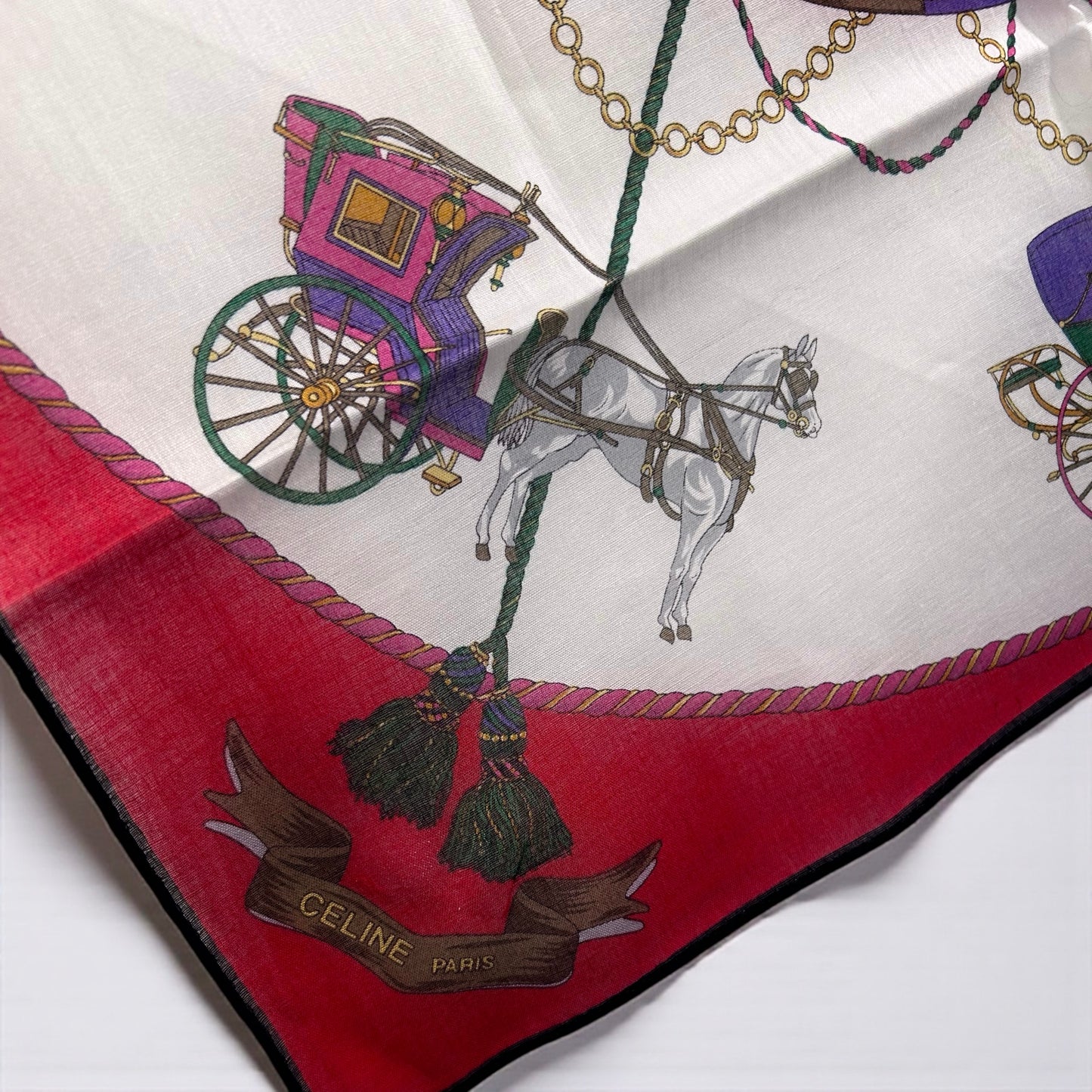 Vintage Celine Horse Carriage Handkerchief