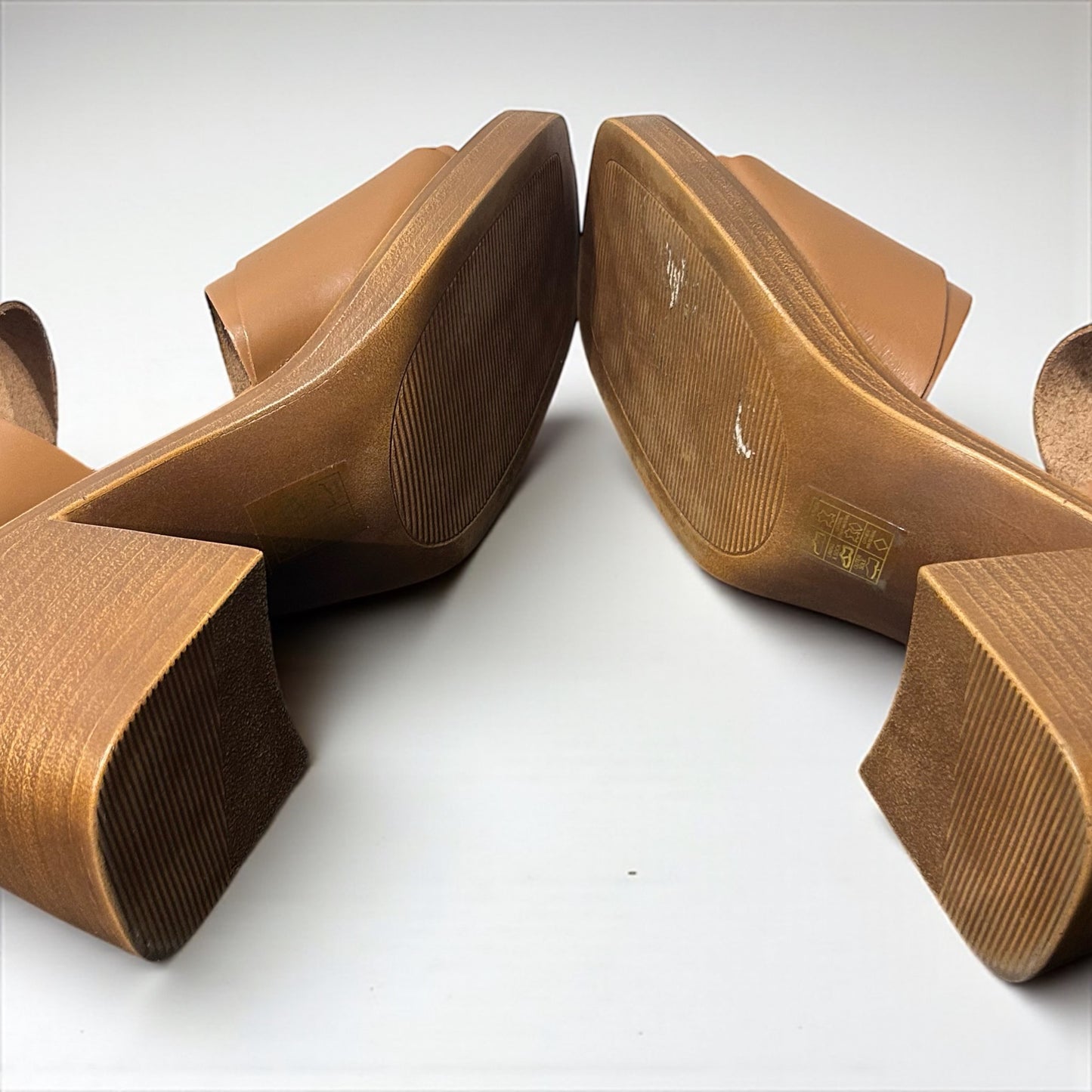 Brown Leather Block Heel Sandals