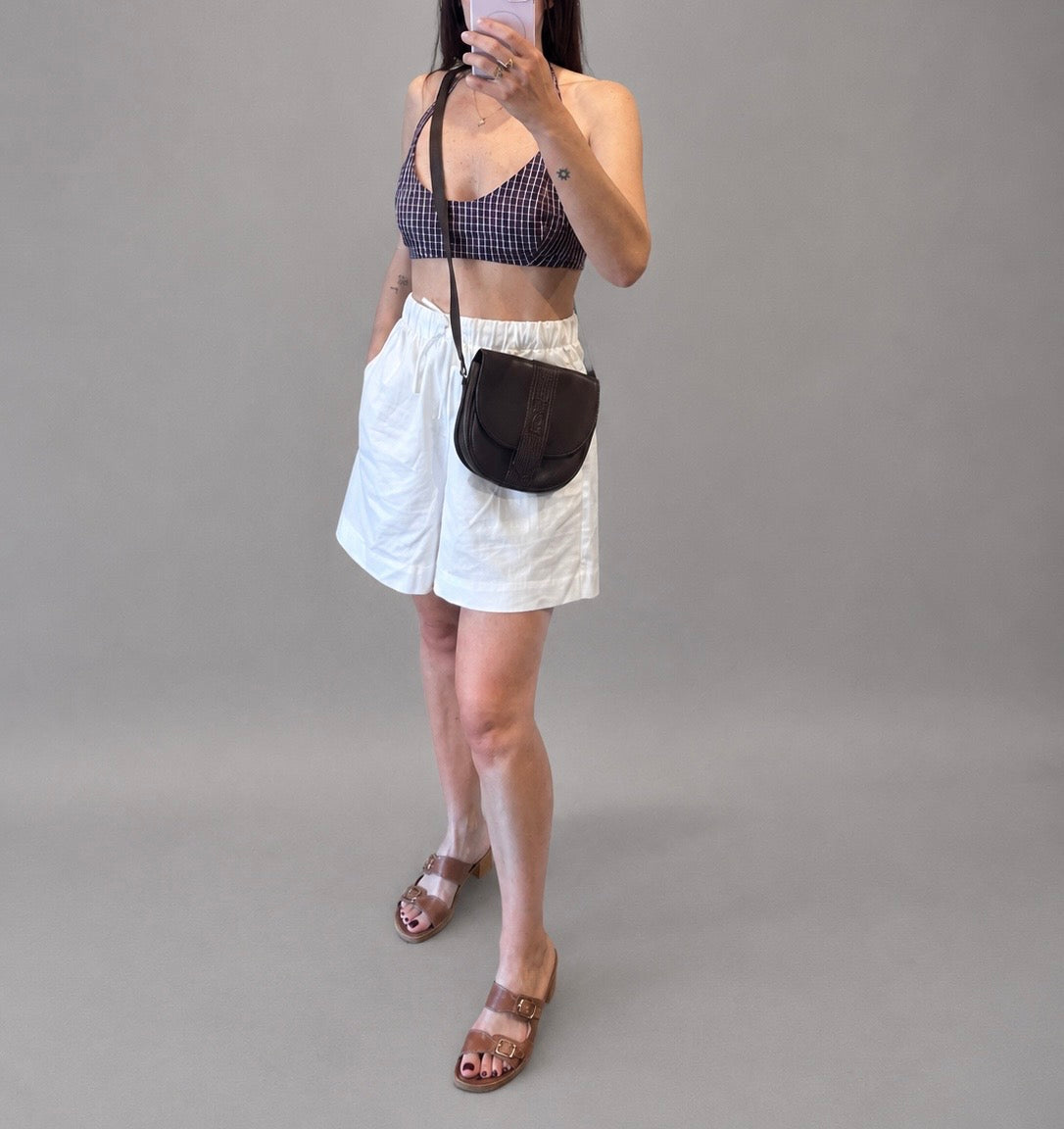 Vintage Yves Saint Laurent Brown Leather Saddle Crossbody Bag|Early 1990s