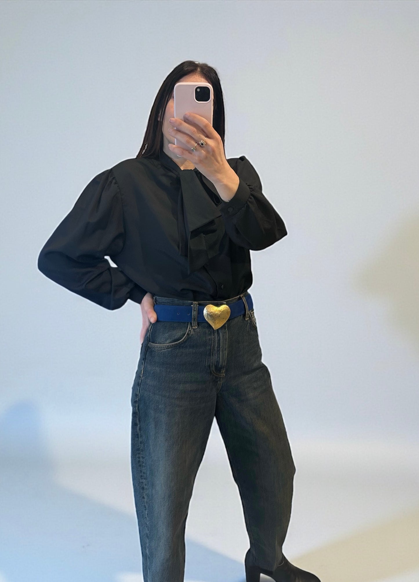 Vintage Yves Saint Laurent Heart Buckle Leather Belt