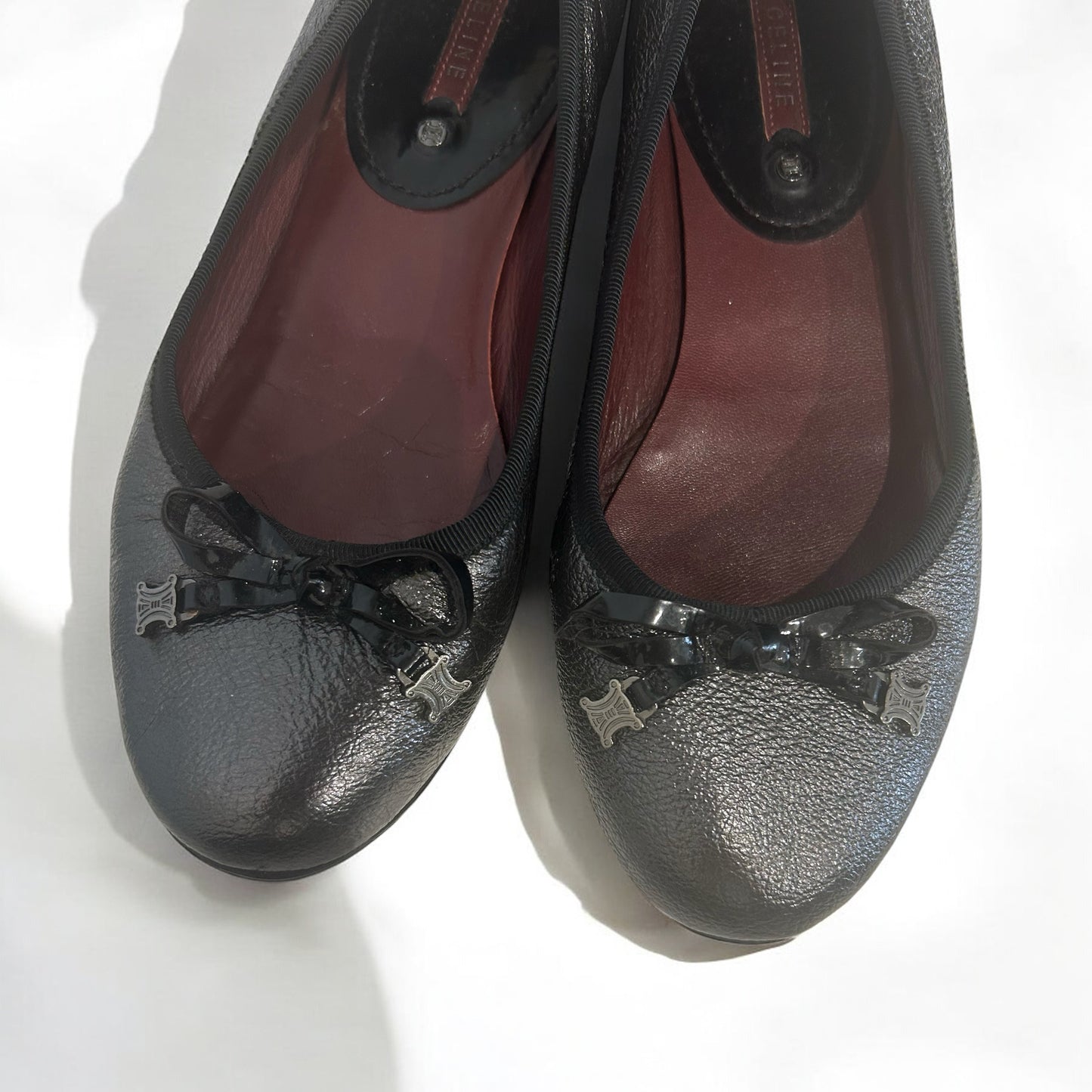 Celine metallic gray ballet flats