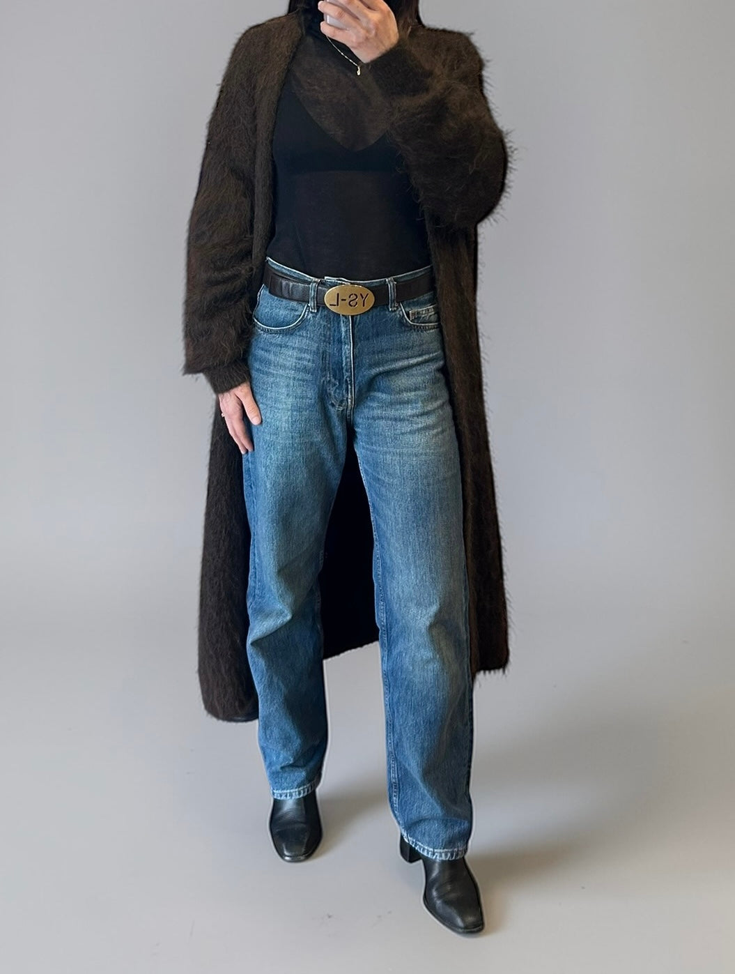 Vintage YSL Rive Gauche Oval Buckle Leather Belt – Gianfranco Ferré Era