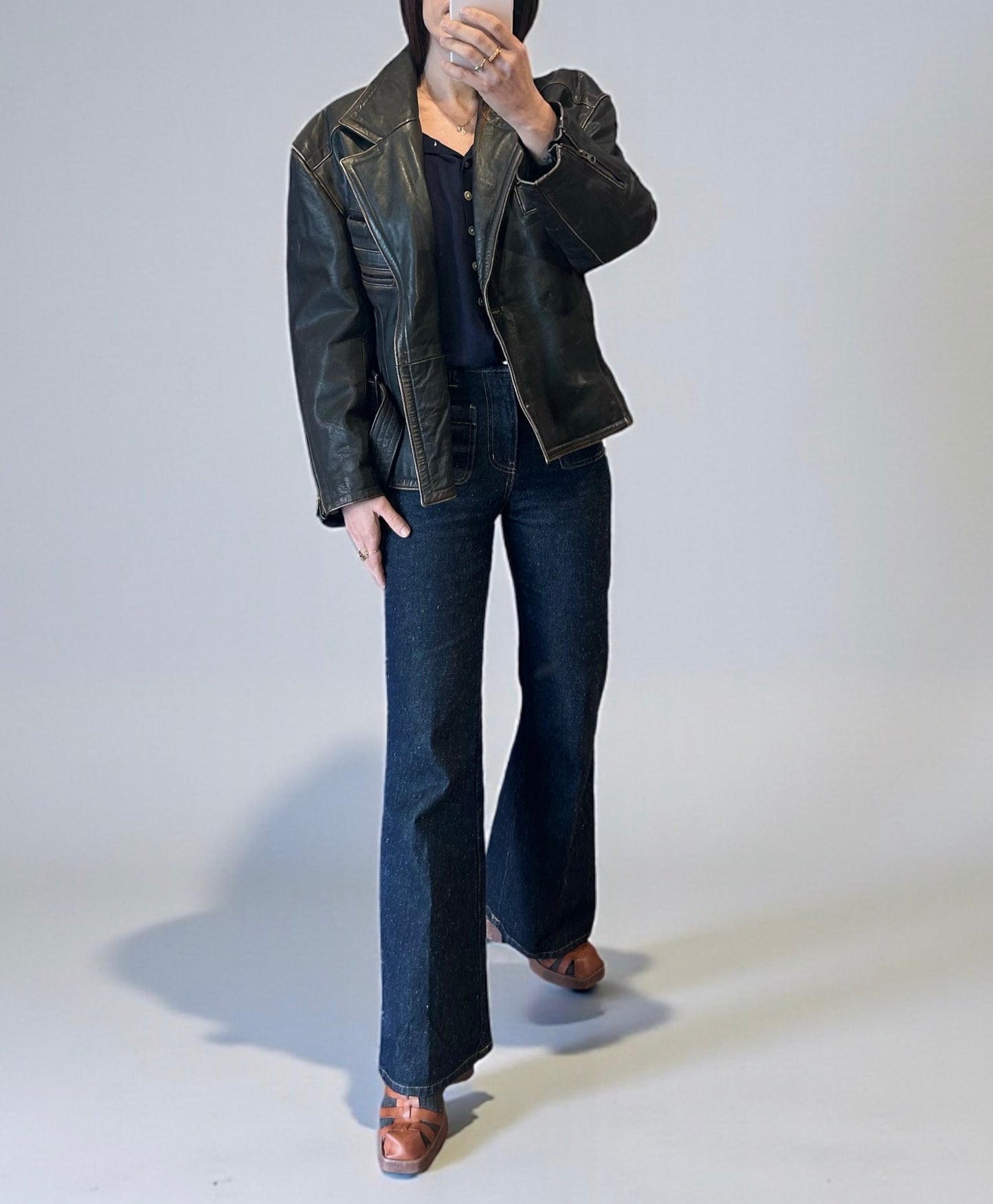 Vintage Tailored Leather Jacket with Belt | 1980s