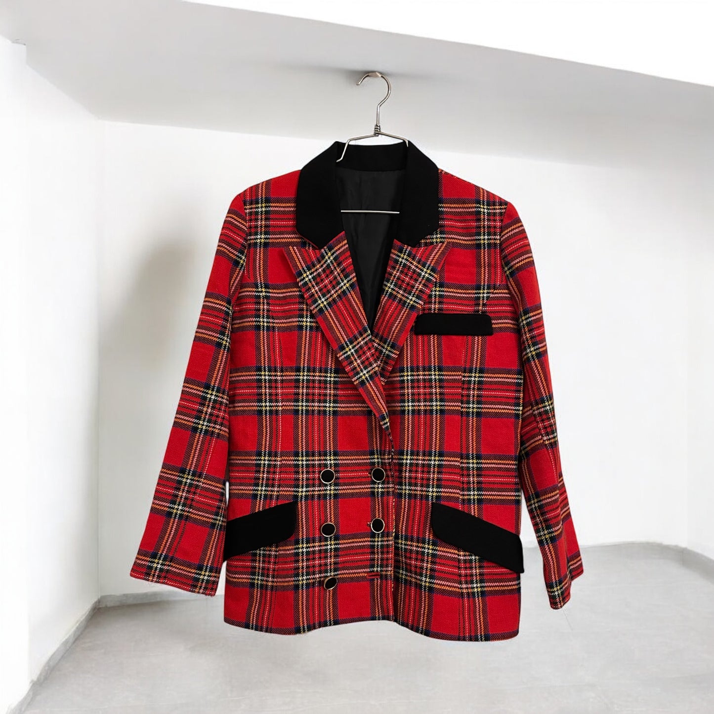 Vintage Double Breasted plaid Blazer