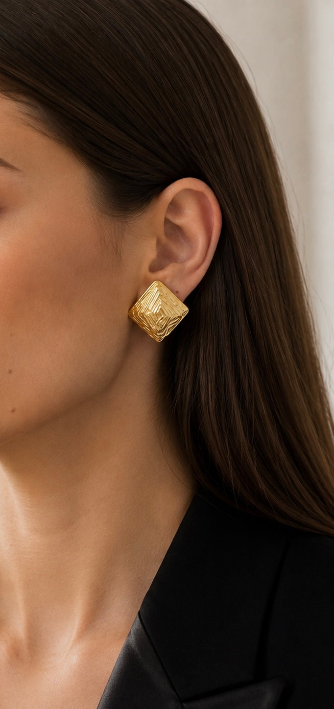 Vintage Gold Plated Statement Clip-On Earrings| 1980s