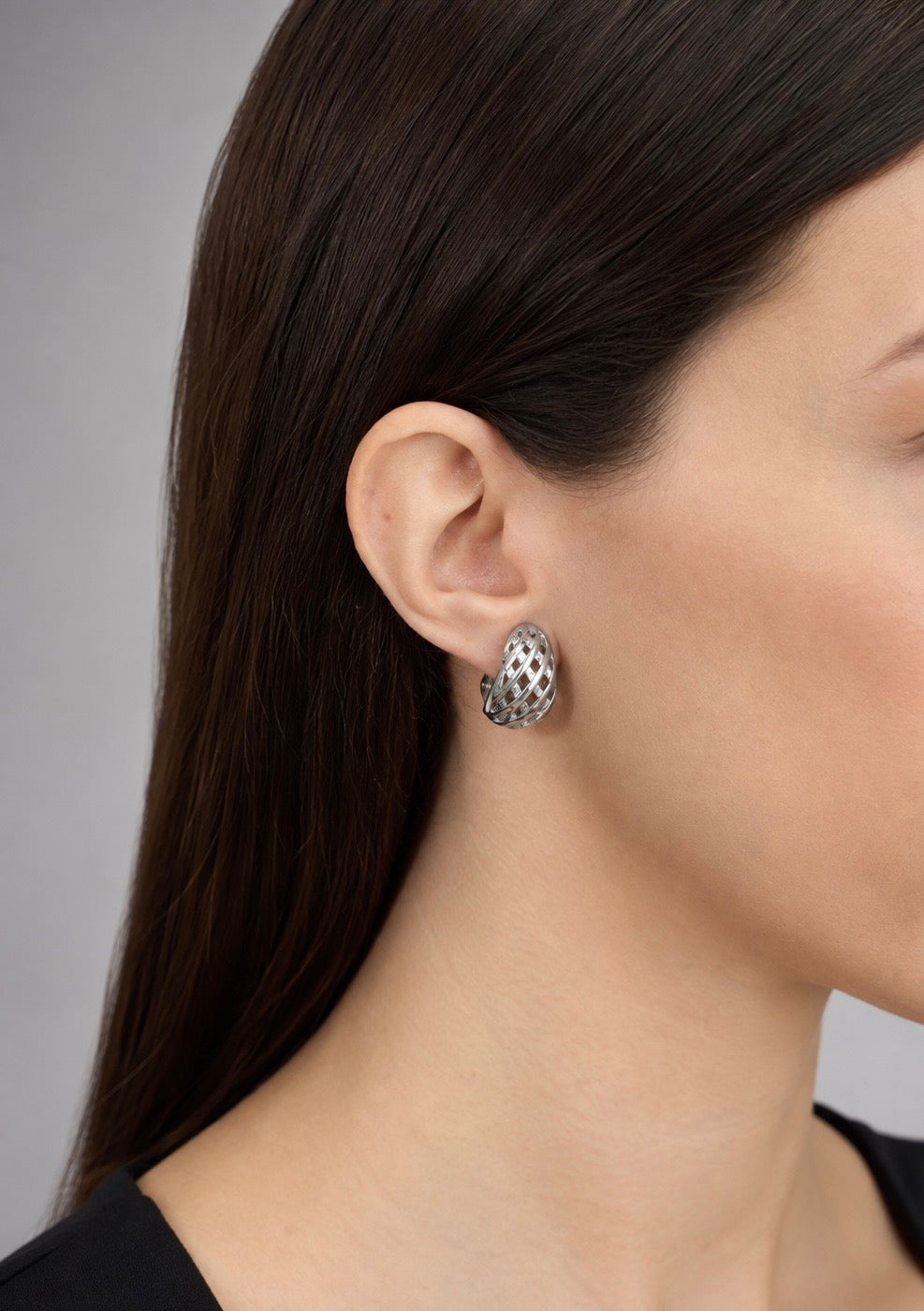 Vintage Silver-Tone Sculptural Clip-On Earrings| 1980s