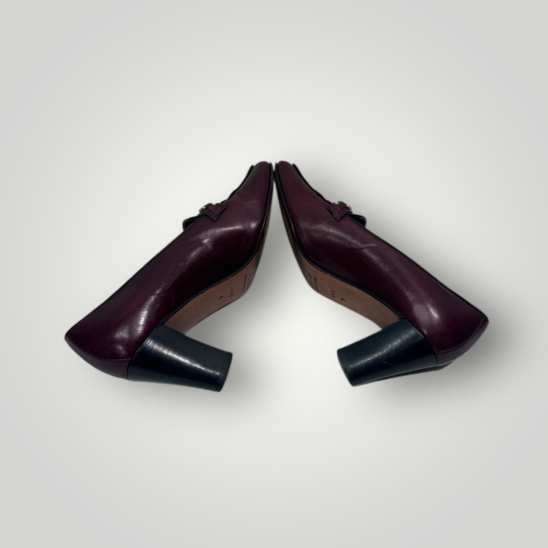 Gucci Vintage Horsebit Burgundy Leather Heeled Loafers
