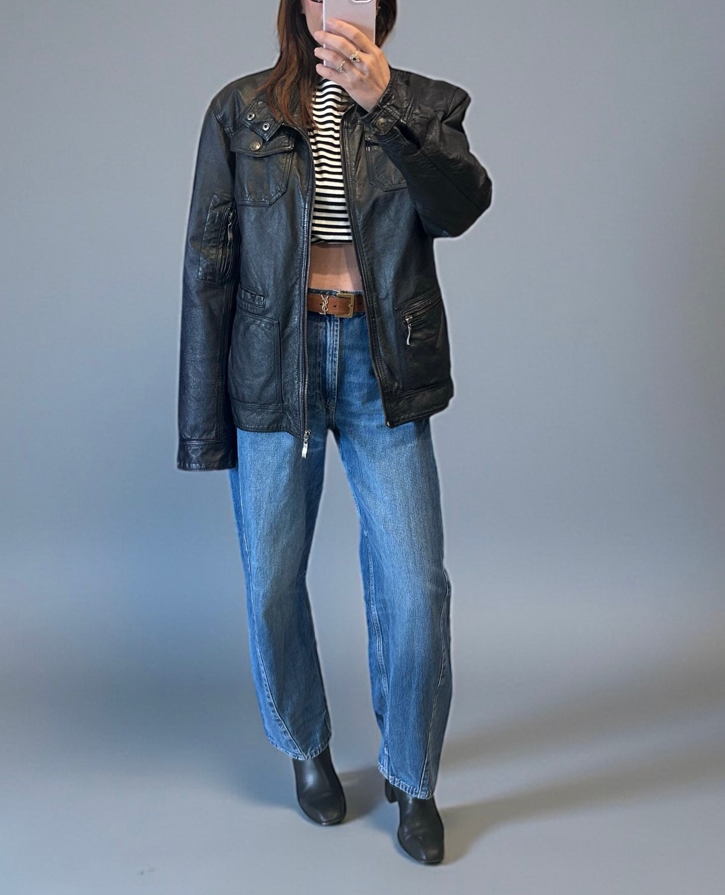 Early 2000s Castro Black Leather Jacket