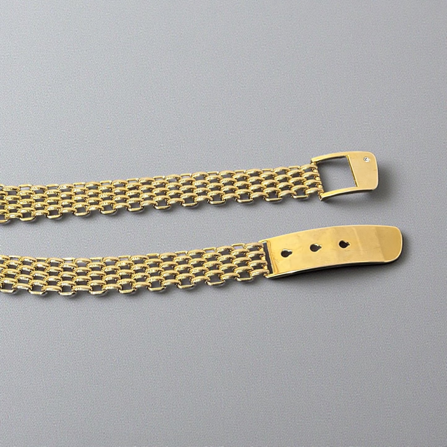 Vintage Gold-Plated Chain Link Belt with Crystal Buckle Detail