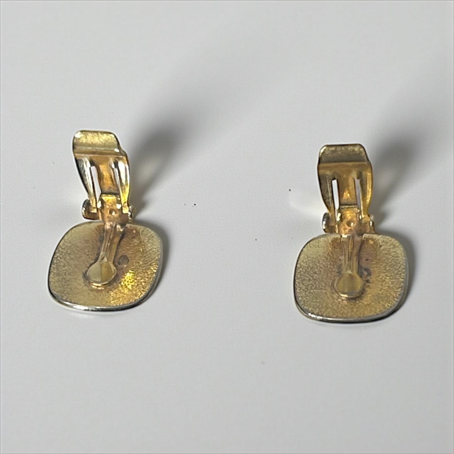 Vintage Pearl & Black Enamel Clip-On Earrings