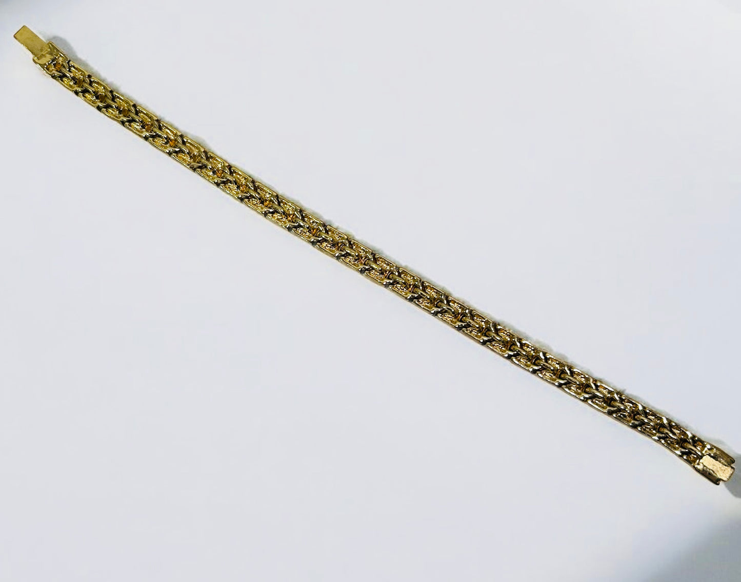 Vintage Gold-Plated Tennis Bracelet with Blue and Clear Stones