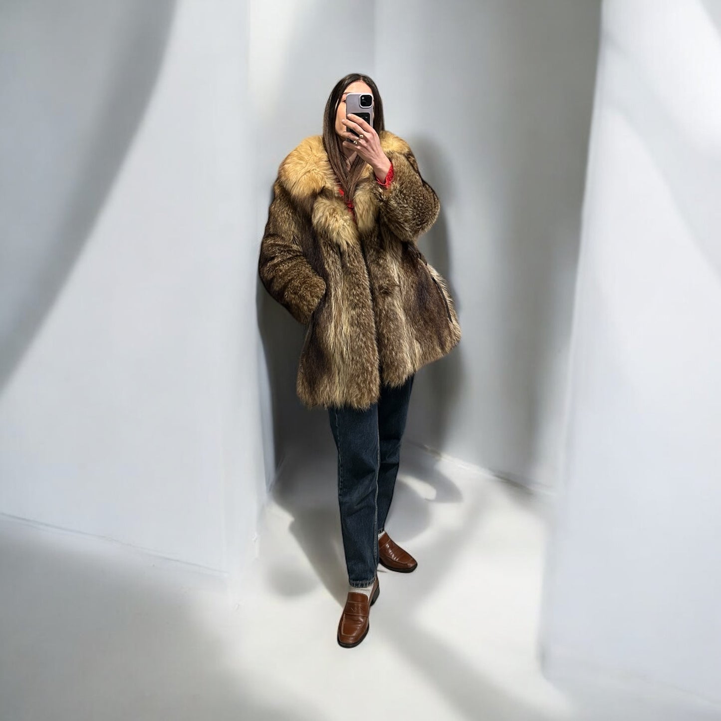 Vintage Real Fur Collar Coat