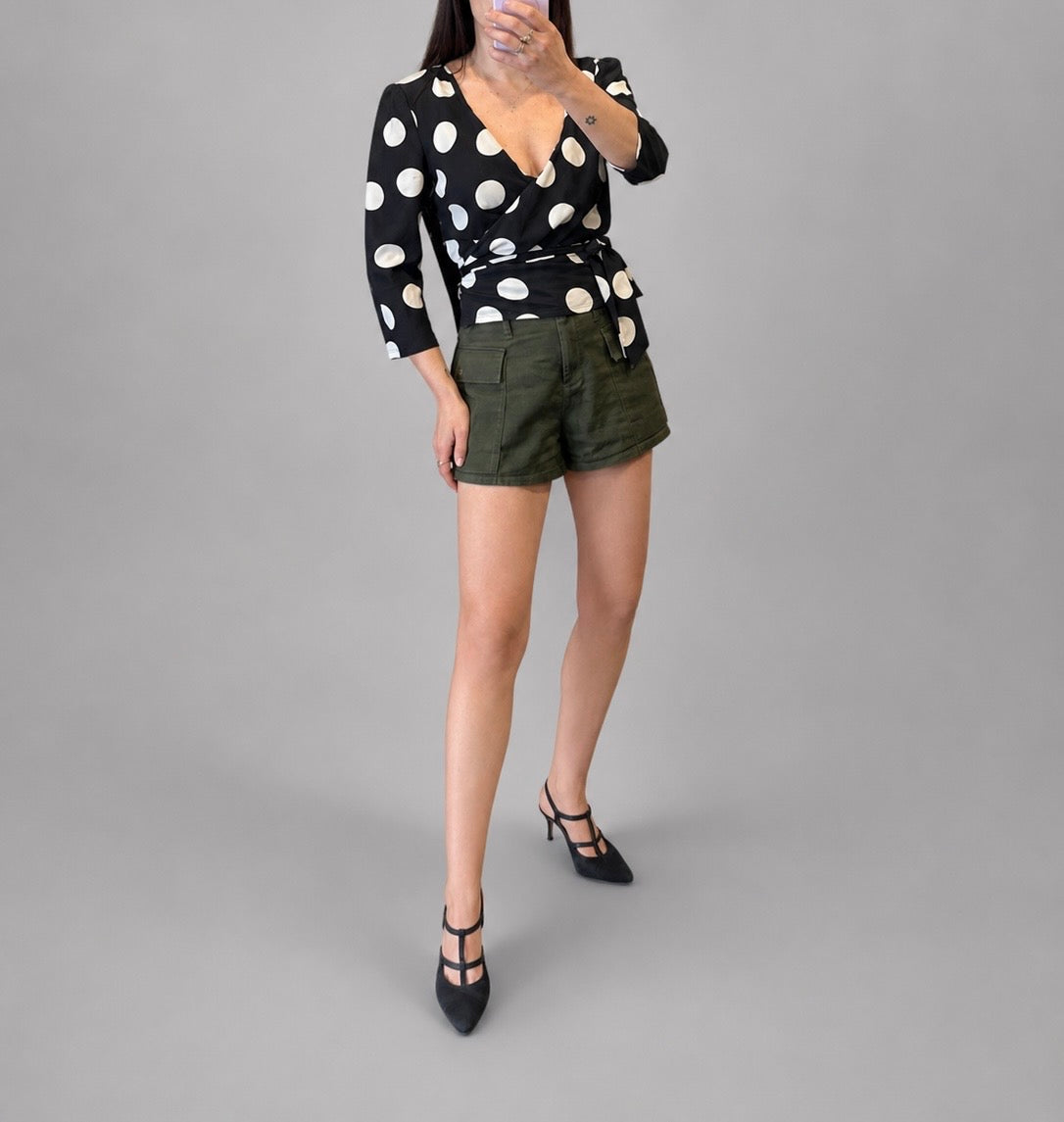Vintage Dolce & Gabbana Silk Polka Dot Wrap Blouse| Early 2000s