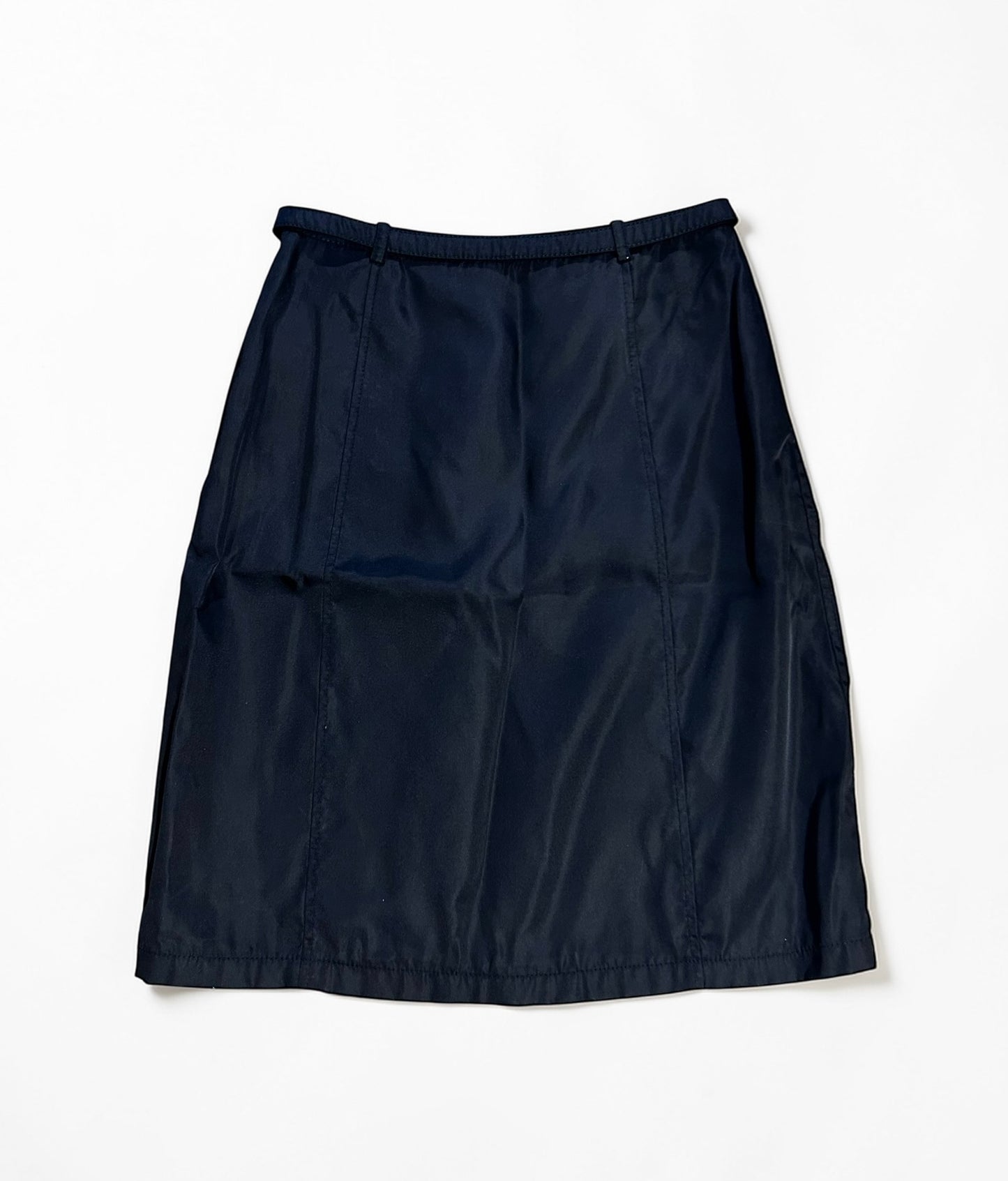 Vintage Prada Nylon Skirt with Removable Logo Buckle Belt | 2000׳s