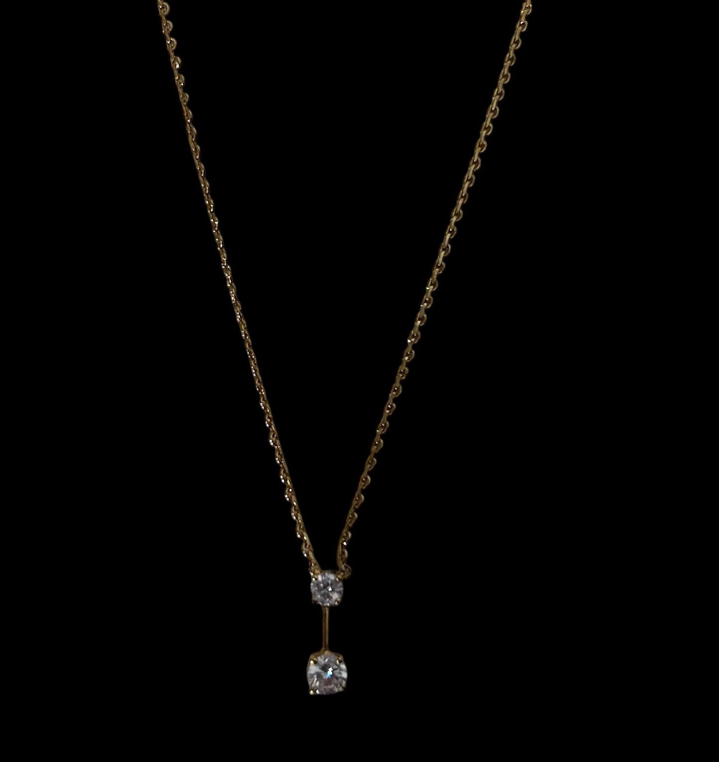 Vintage Necklace with Double Crystal Drop