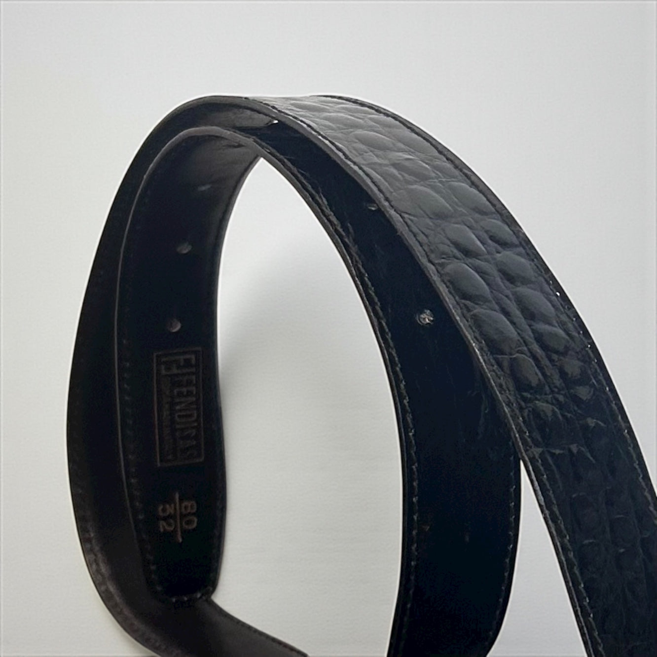 Vintage Fendi Crocodile Leather Belt with Gold FF Buckle