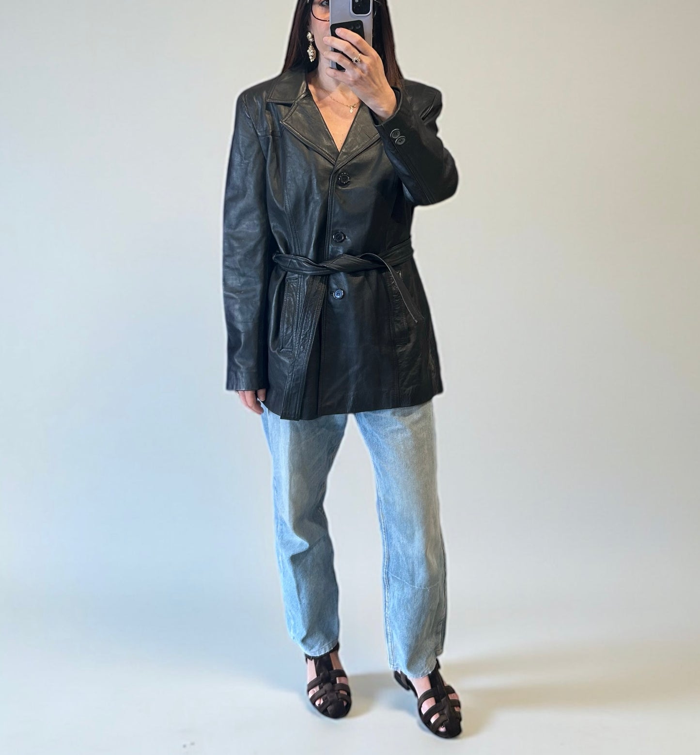 Vintage Nina Leather Belted Jacket