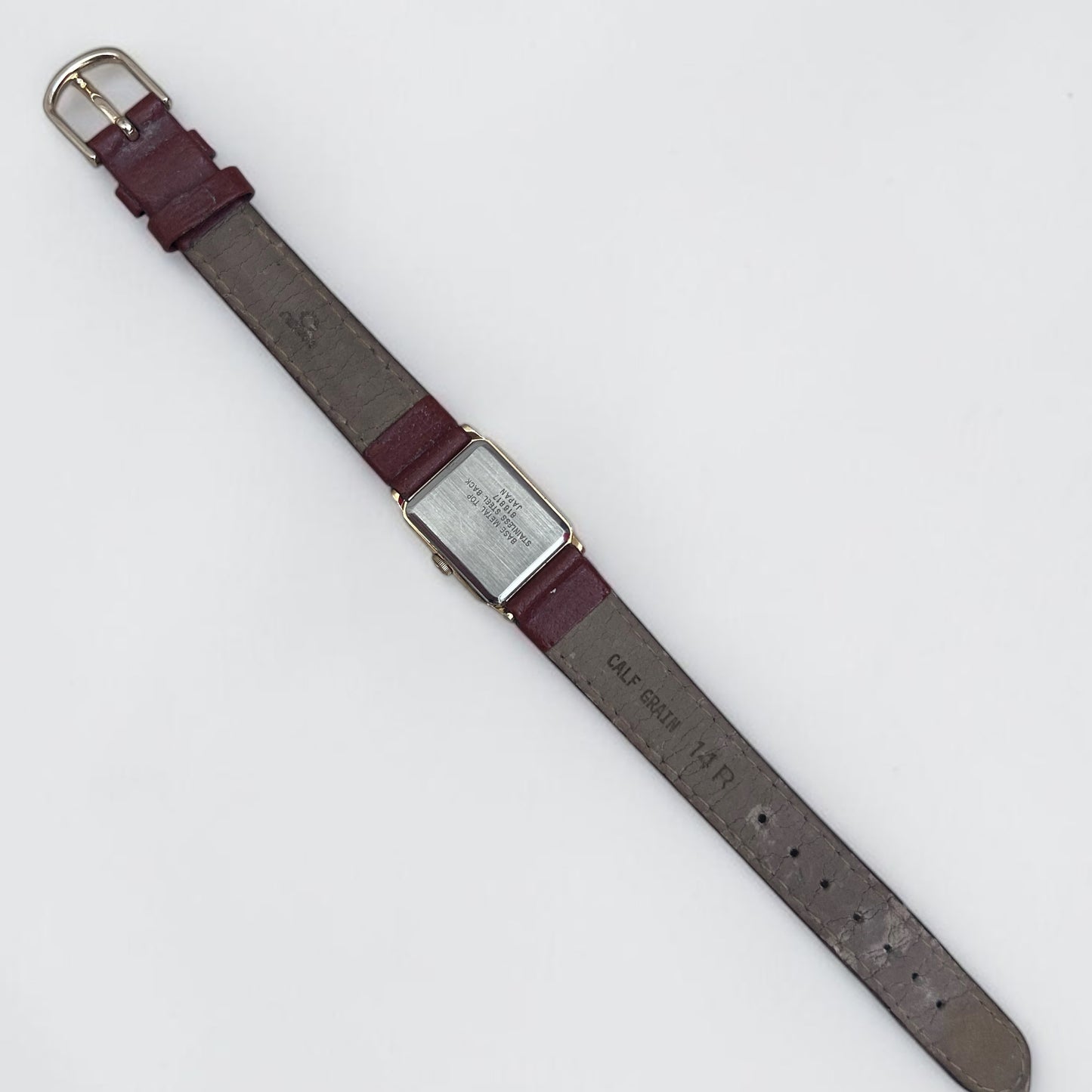Vintage Accurist Rectangular Watch with Brown Leather Strap| 1990s