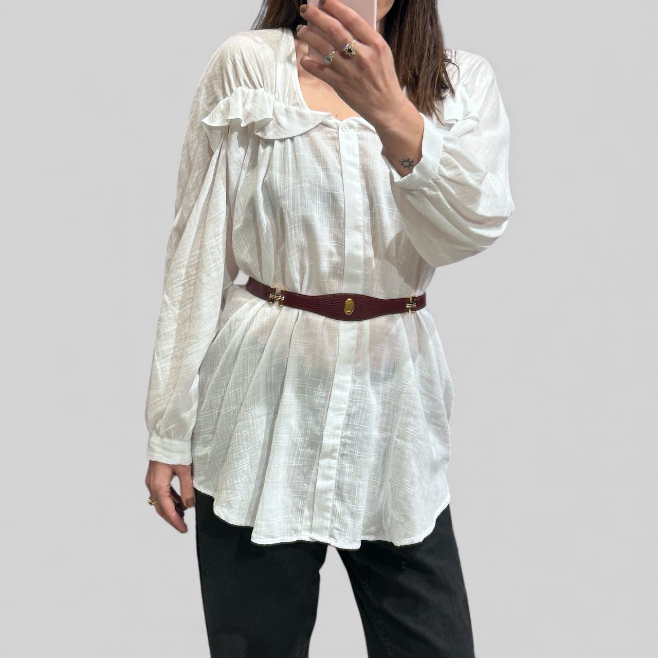 Vintage Cartier Burgundy Leather Belt with Gold-Tone Hardware HD