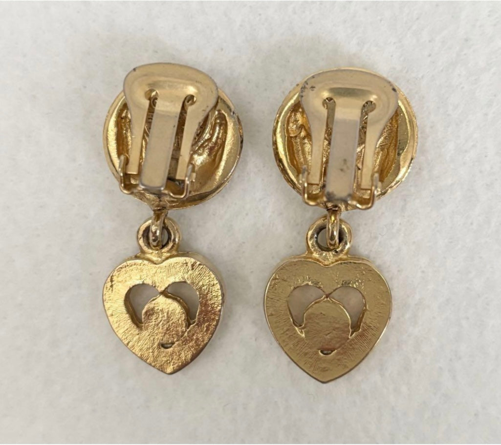 Celine 80’s Rare Heart shaped Clip On Earrings