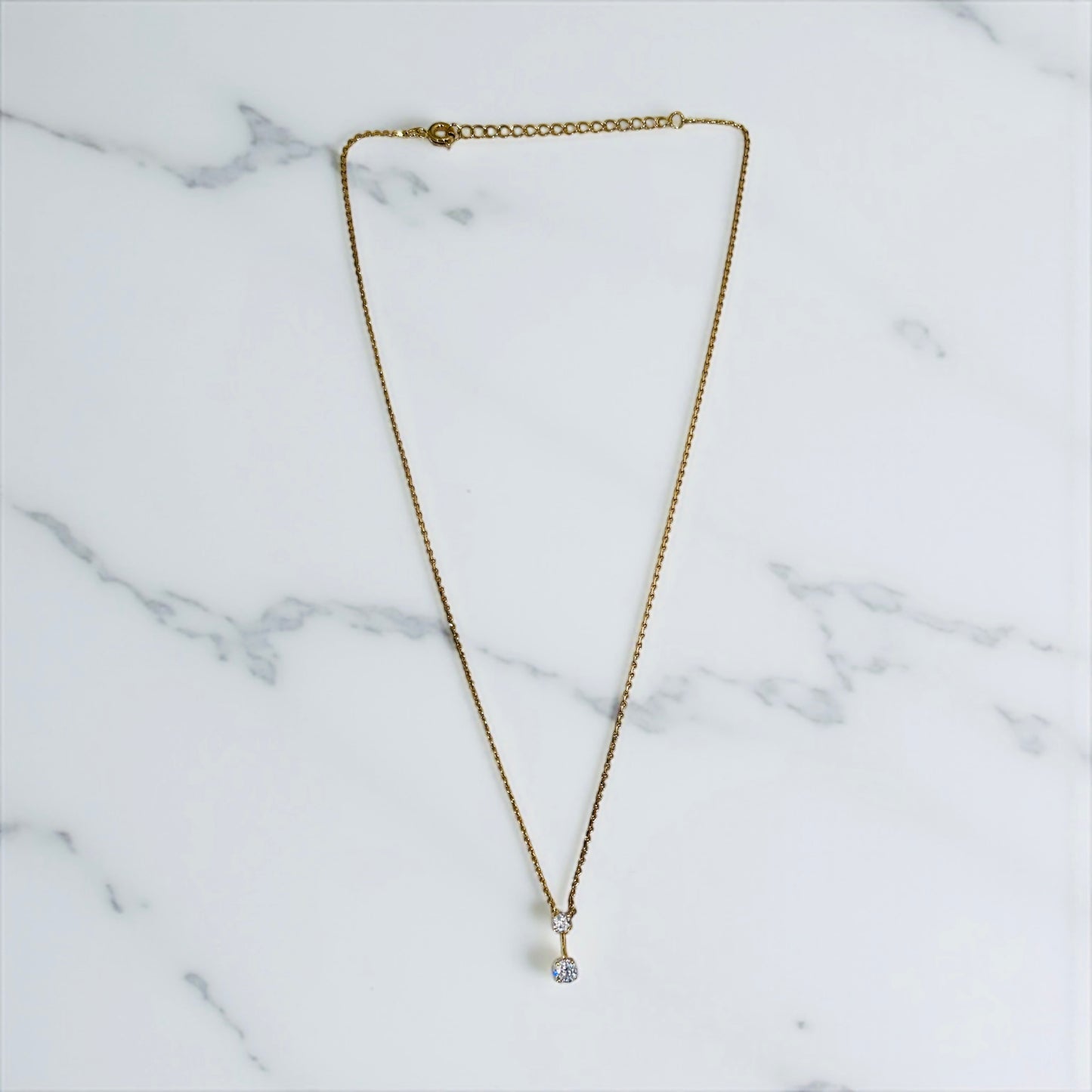 Vintage Necklace with Double Crystal Drop