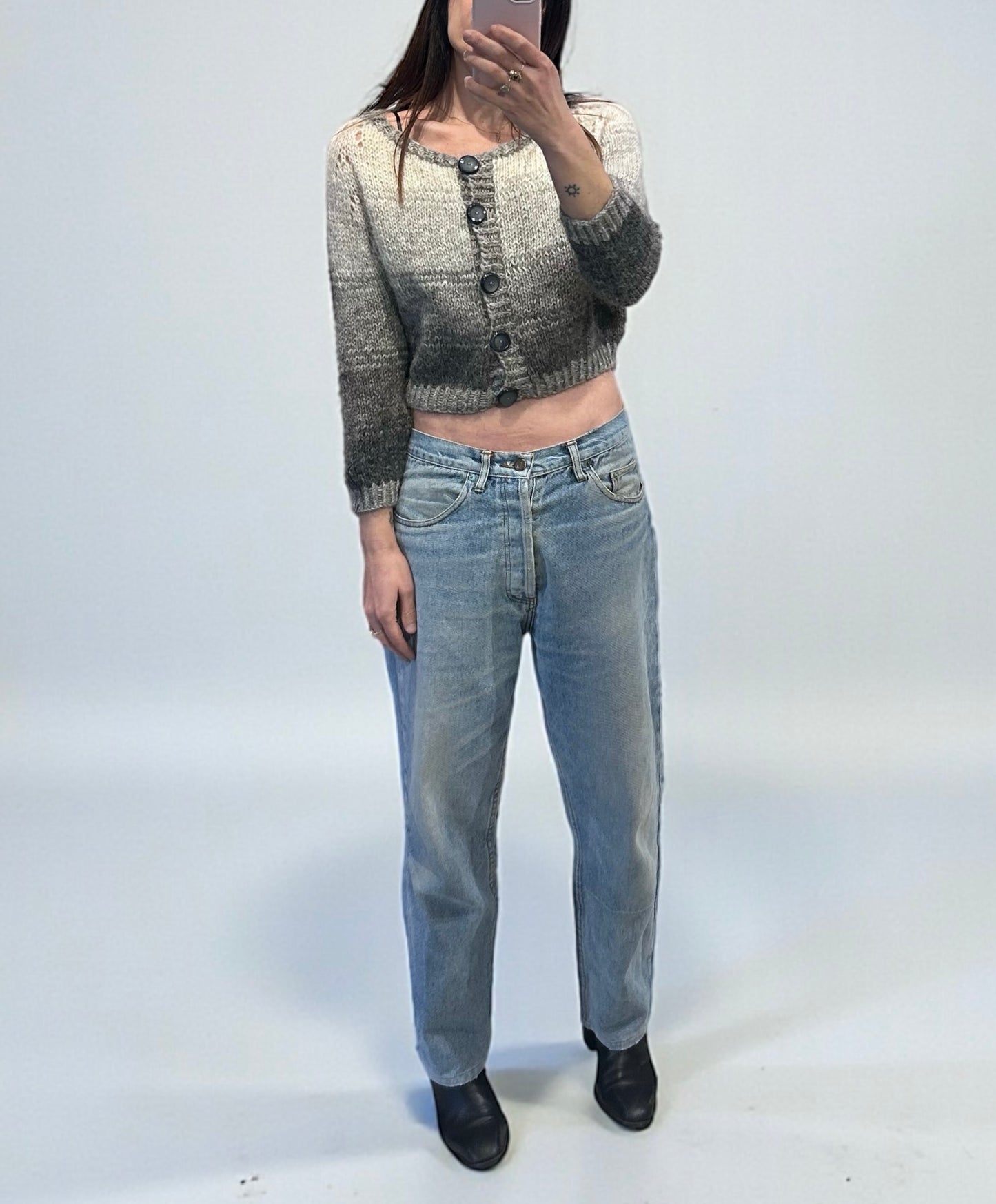 Vintage Hand Knitted Wool Crop Cardigan