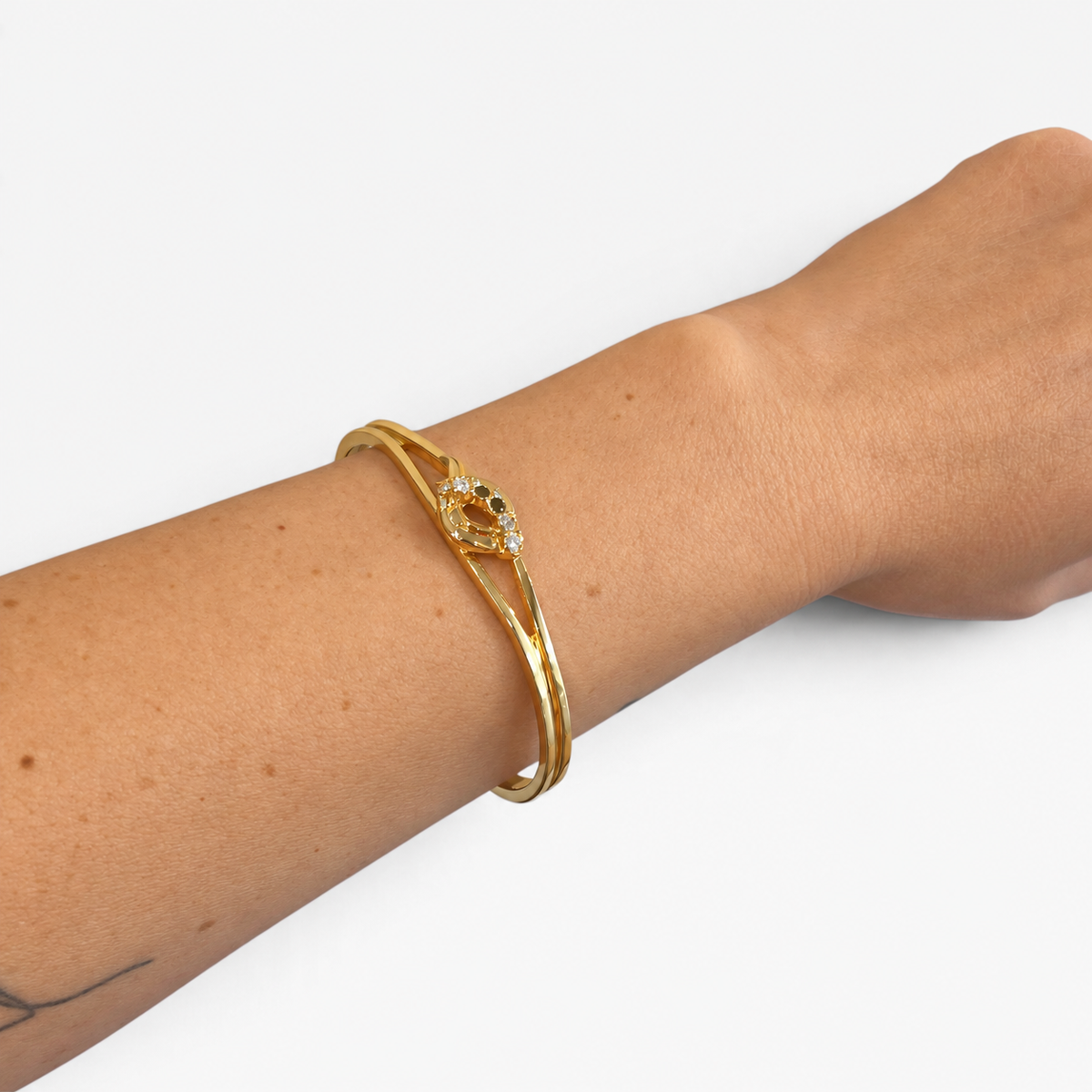 Vintage Gold-Plated Crystal Cuff Bracelet | 1990s