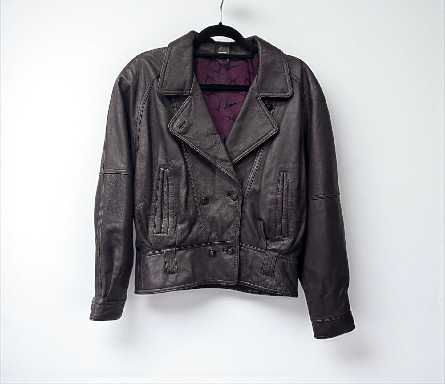 Vintage Purple Brown Leather Jacket