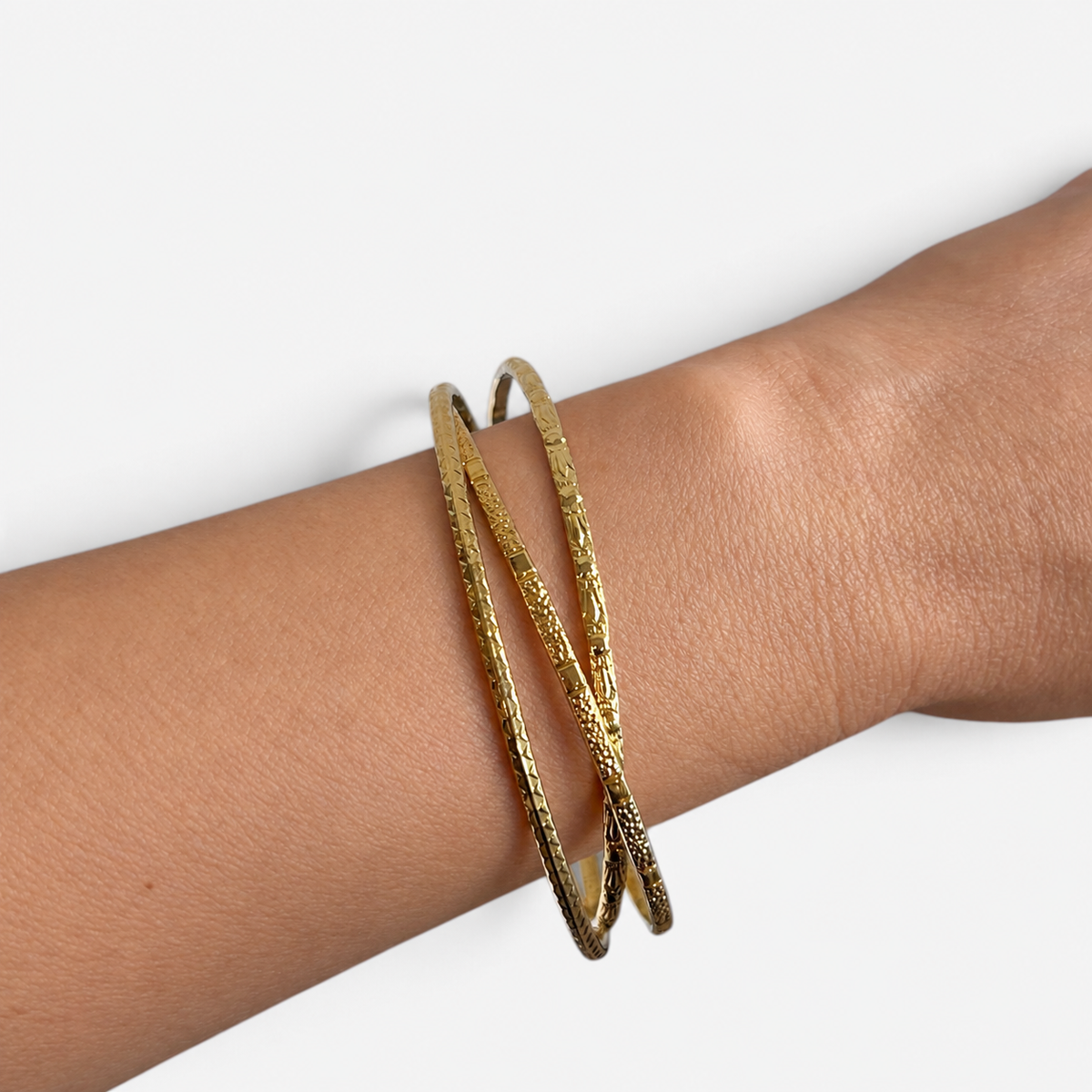Vintage Gold Plated Triple Bangle Bracelet| 1990s