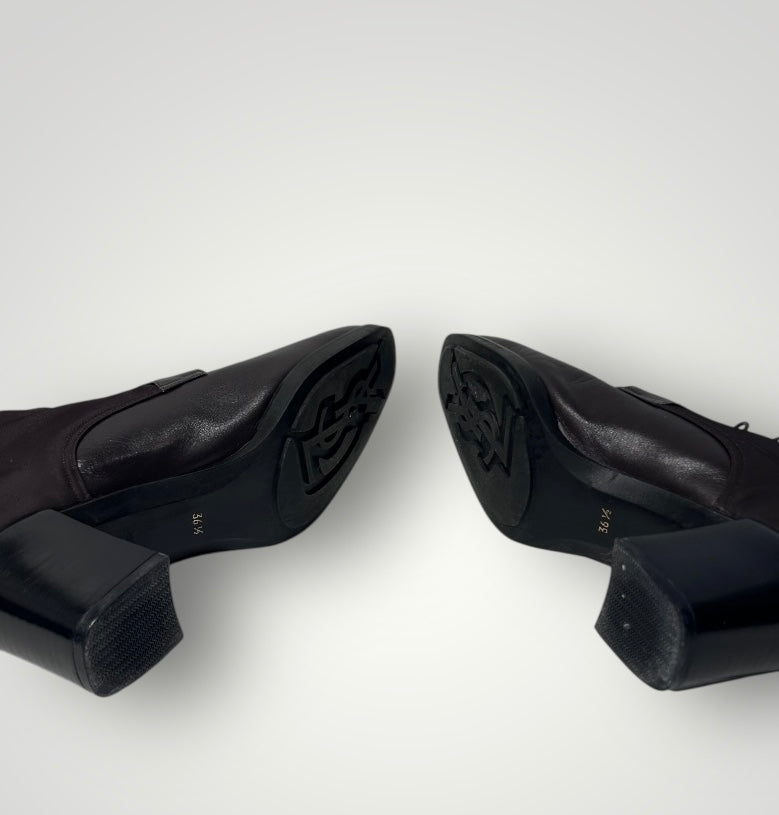 Vintage Yves Saint Laurent Lace Up Ankle Boots with Gold Medallion Buttons