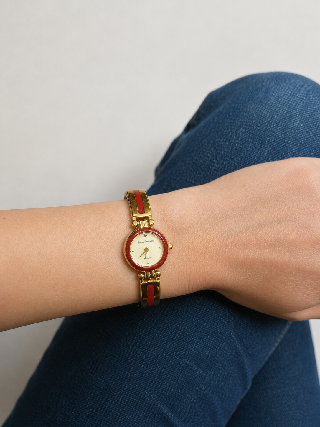 Vintage Sordi Armando Gold Tone Red Enamel Watch | 80s