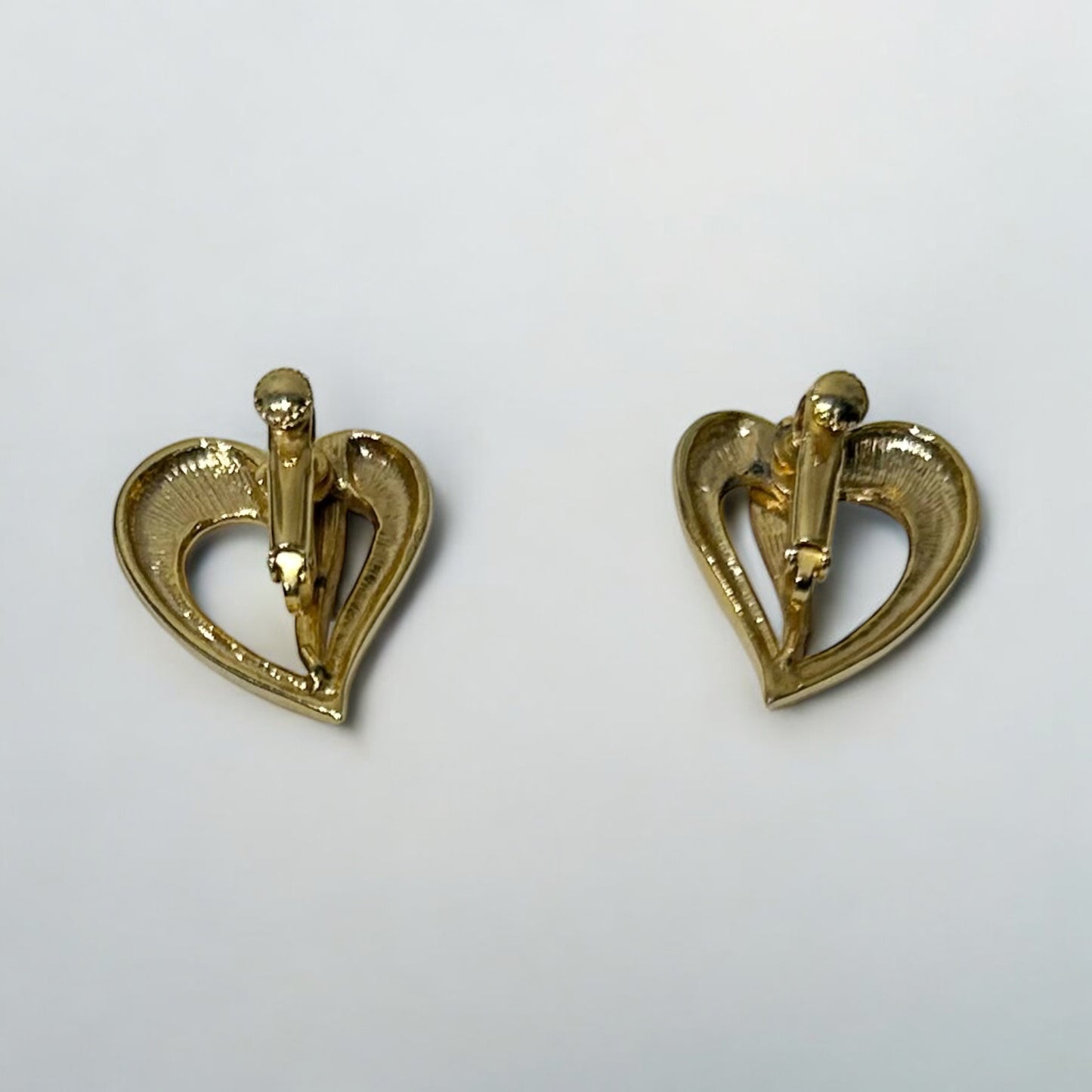 Vintage Gold Plated Heart Clip-On Earrings