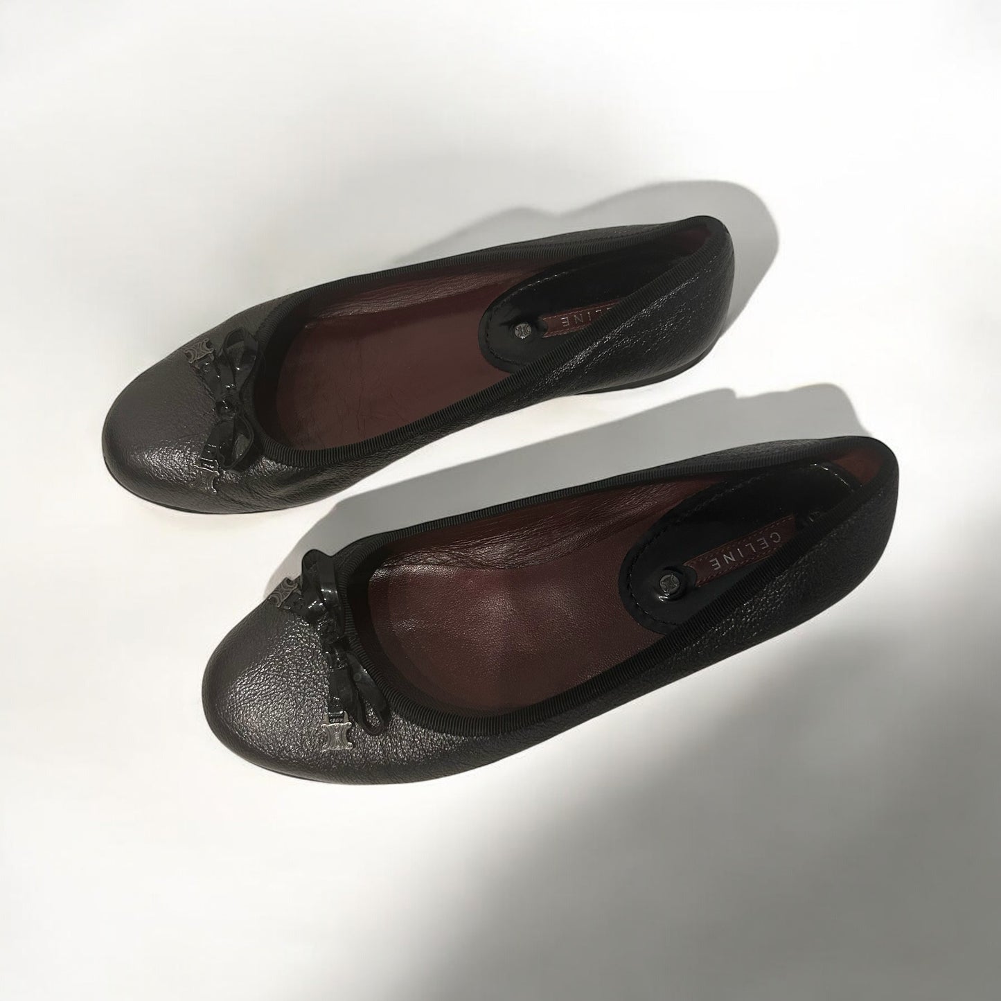 Celine metallic gray ballet flats
