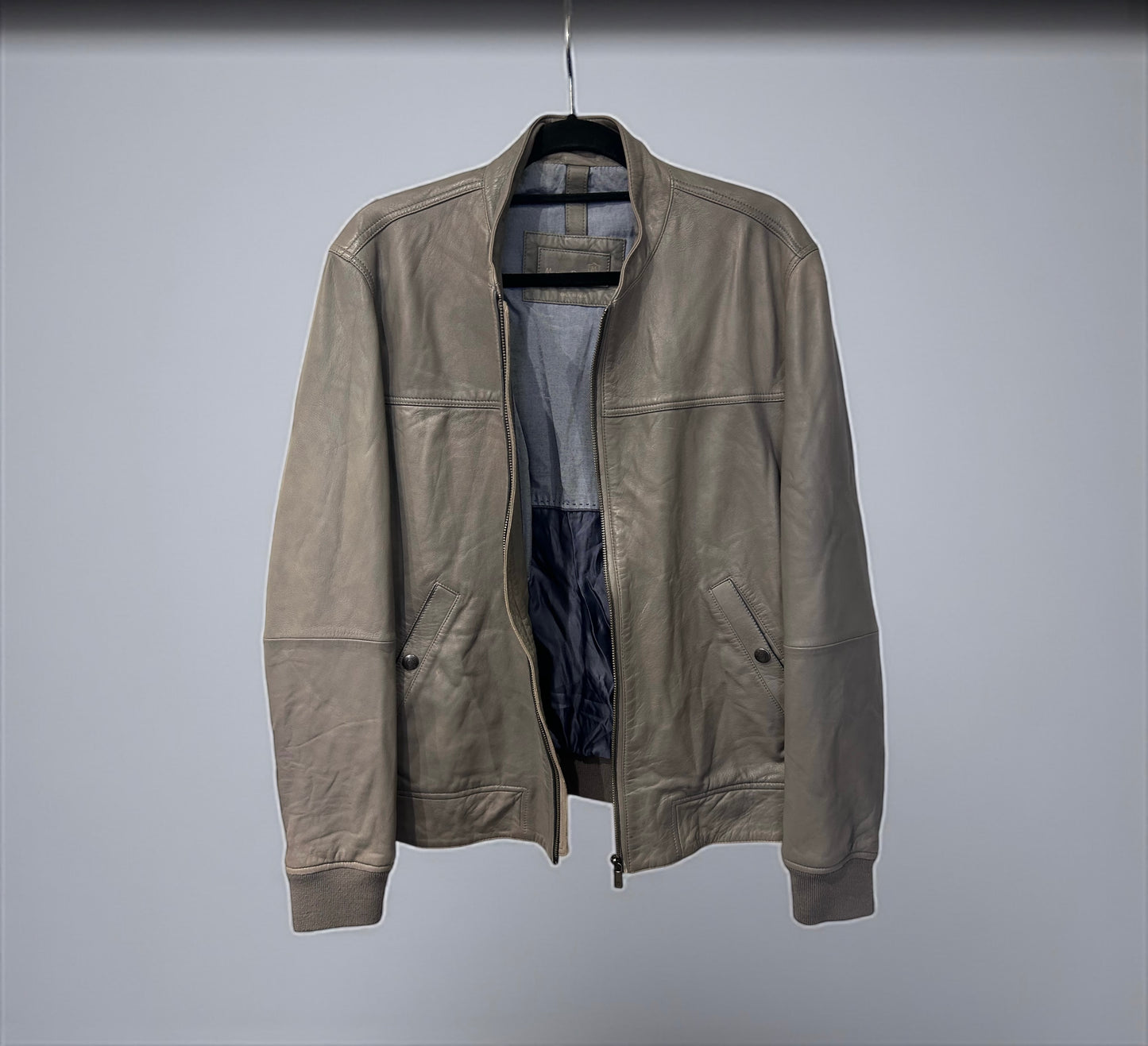 Massimo Dutti Leather Bomber Jacket