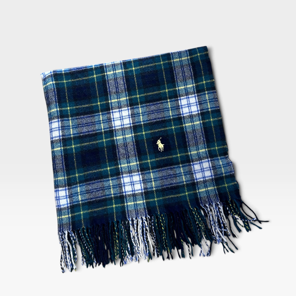 Vintage Ralph Lauren Plaid Wool Scarf | 1990s