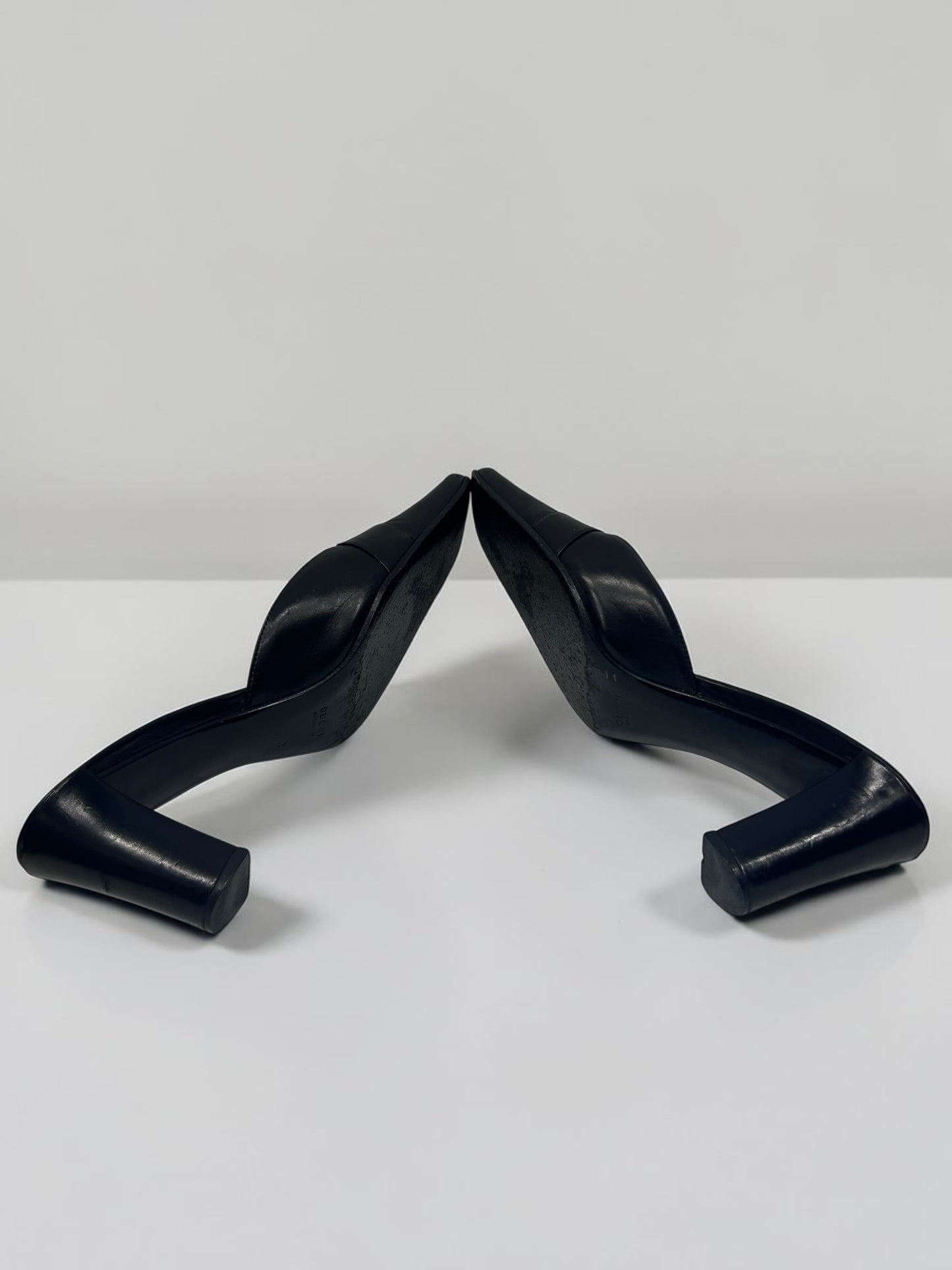 Vintage Gucci Black Leather Mule Heels| Early 2000s