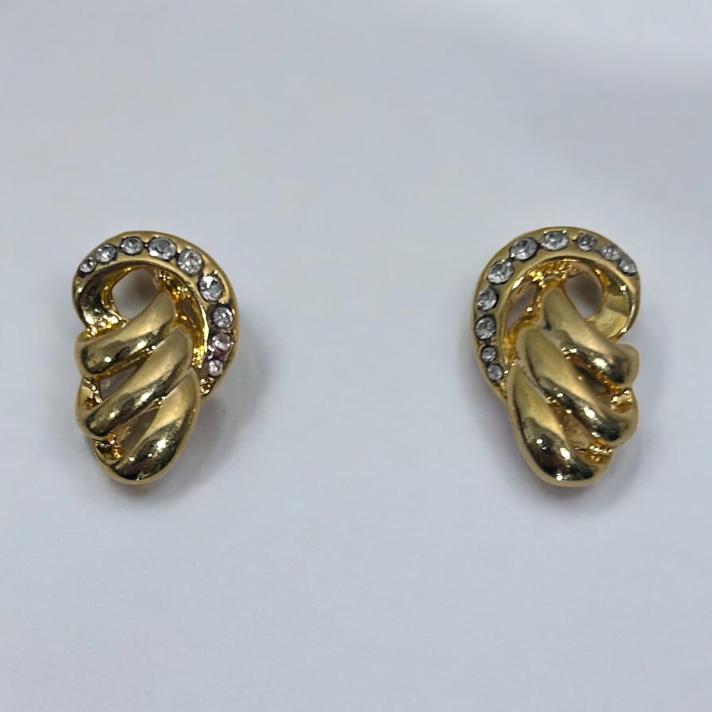 Vintage Gold-Plated Crystal Stud Earrings