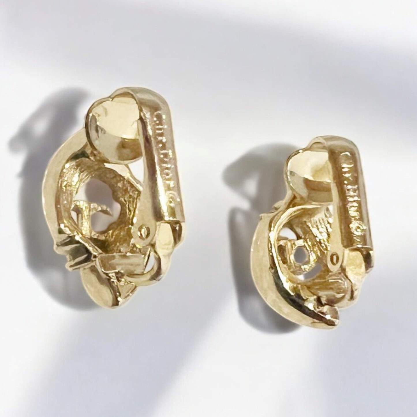 Vintage (and Rare) Dior clip on gold pleated earrings