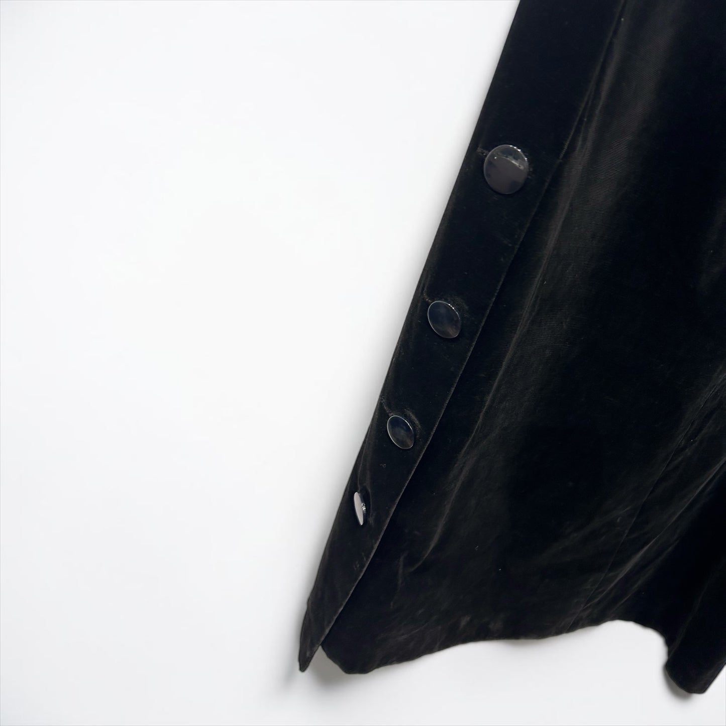 Vintage Black Velvet Maxi Skirt with Button Detail| Early 1990s