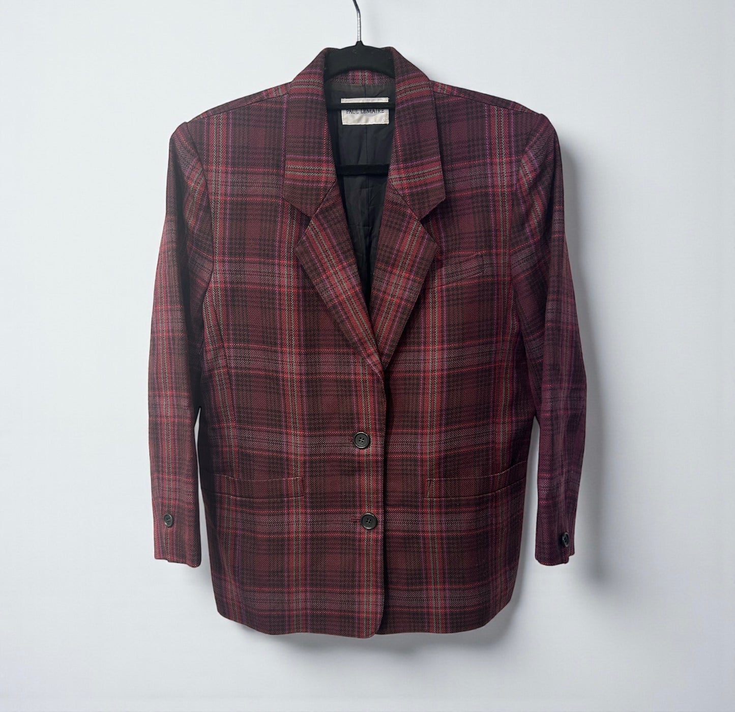 Vintage Paul Lemaire Plaid Wool & Cashmere Blazer