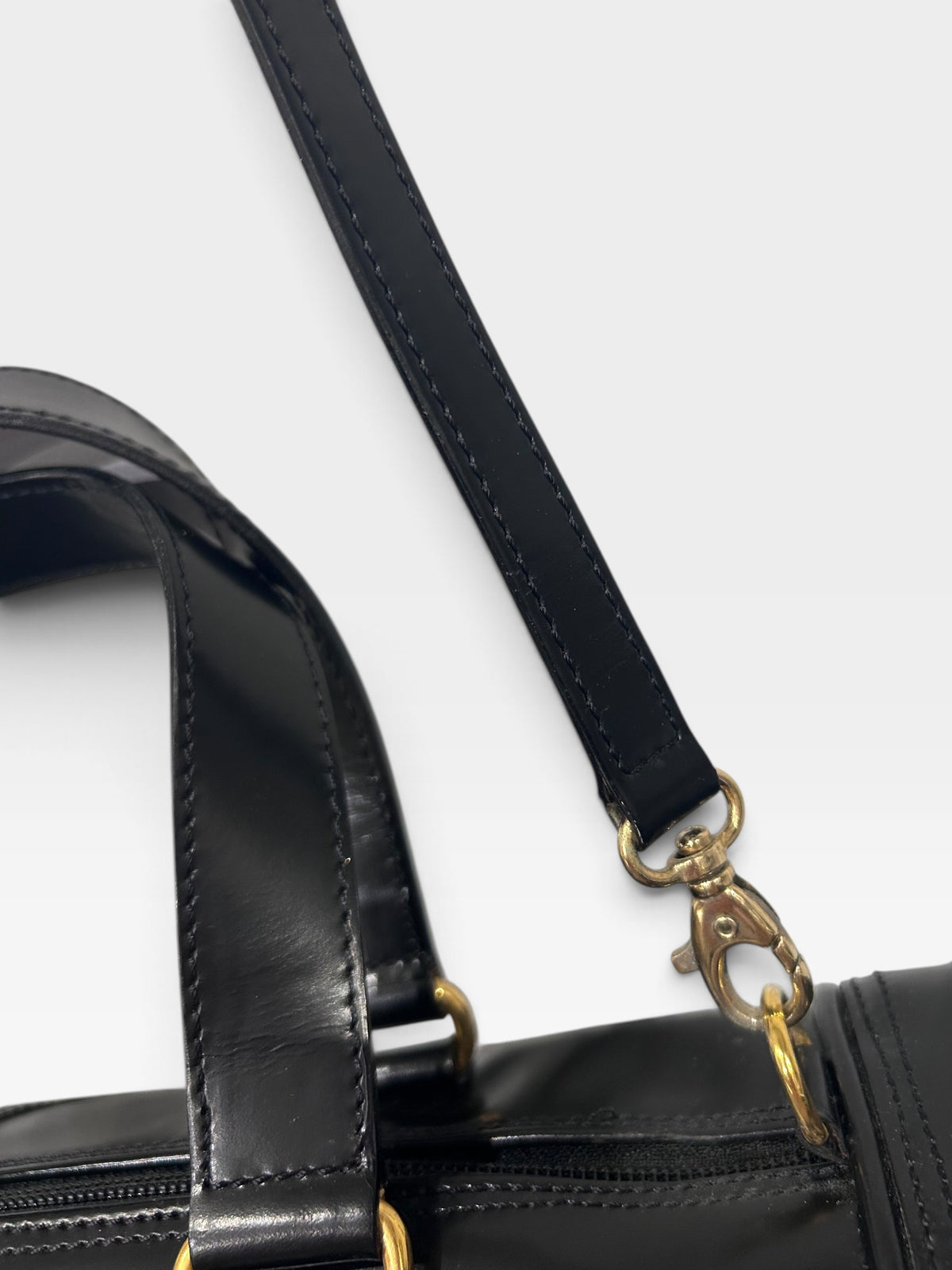 Vintage Kenzo Black Leather Barrel Bag|Early 2000s